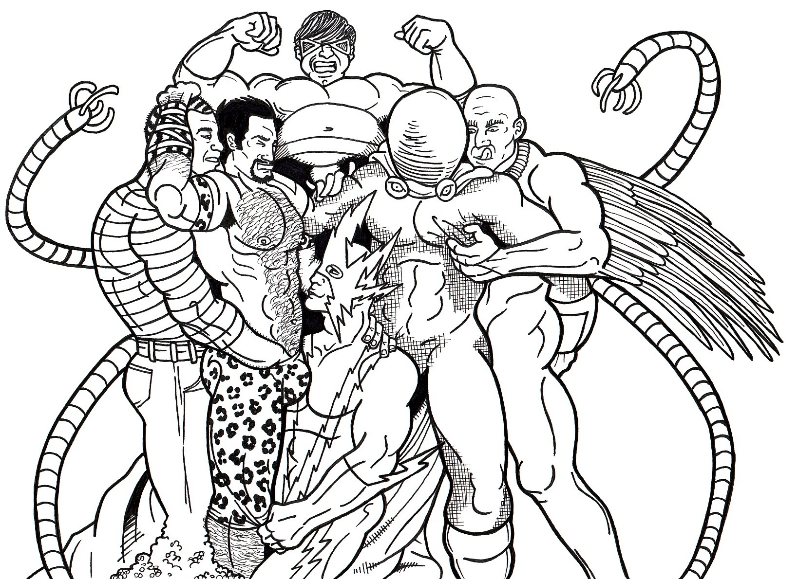 6boys adrian_toomes armband body_hair bodysuit chubby_male doctor_octopus electro_(marvel) erect_nipples facial_hair feet_out_of_frame flint_marko gay gay_handjob gay_orgy greyscale hand_in_pants holding_penis human human_only implied_anal implied_handjob kidnova kneeling kraven_the_hunter leopard_print licking_own_lips light-skinned_male light_skin male male_only marvel marvel_classic_era marvel_comics monochrome multiple_males mysterio nipples no_visible_genitalia nude nude_male old_male orgy pants_pull pectoral_grab penis rule34 sandman_(marvel) sergei_kravinoff sinister_six spider-man_(series) supervillain supervillain_costume tentacles the_vulture tight_clothing tongue tongue_out topless wings wrapped_wrists yaoi