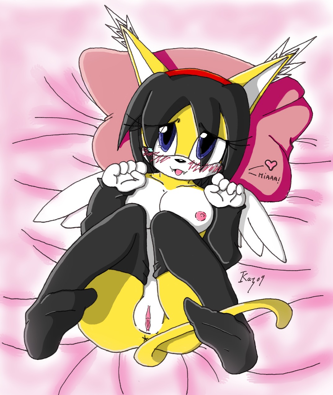 above_view anthro black_thighhighs breasts cat female female_only honey_the_cat kaz lying nipples on_back pussy rule34 sega solo sonic_(series) sonic_the_fighters tagme