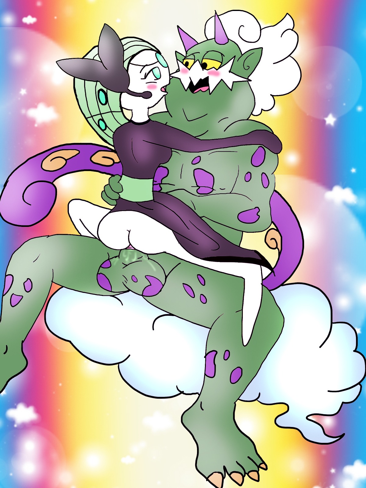 anthro ass blush clothes color female insertion interspecies male meloetta nude penis pokemon rule34 sex sitting straight tagme tornadus white_skin