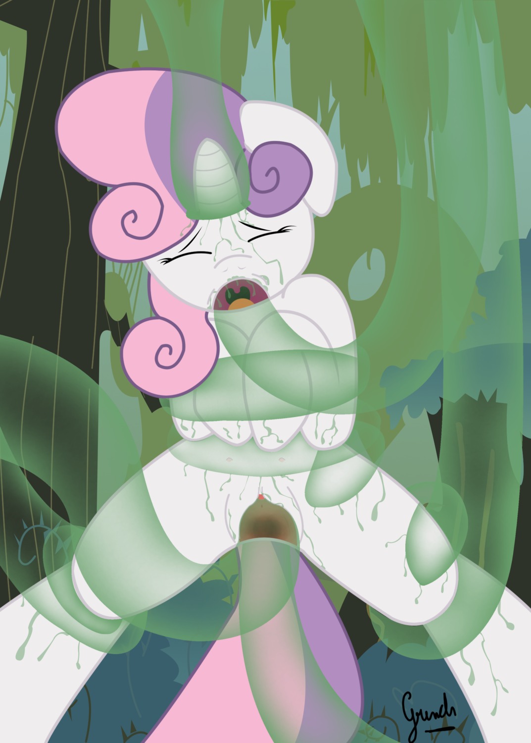 2013 coiling double_penetration e621 equid equine eyes_closed female feral forced forest friendship_is_magic genitals grinch_(artist) hair hasbro hi_res horn mammal multicolored_hair multiple_penetration my_little_pony mythological_creature mythological_equine mythology oral oral_penetration outside penetration plant rape restrained sex signature solo sweetie_belle_(mlp) tail teats tentacle_in_mouth tentacle_penetration tentacle_rape tentacle_sex tentacles translucent translucent_tentacles tree two_tone_hair unicorn vaginal vaginal_penetration vulva young young_female young_feral