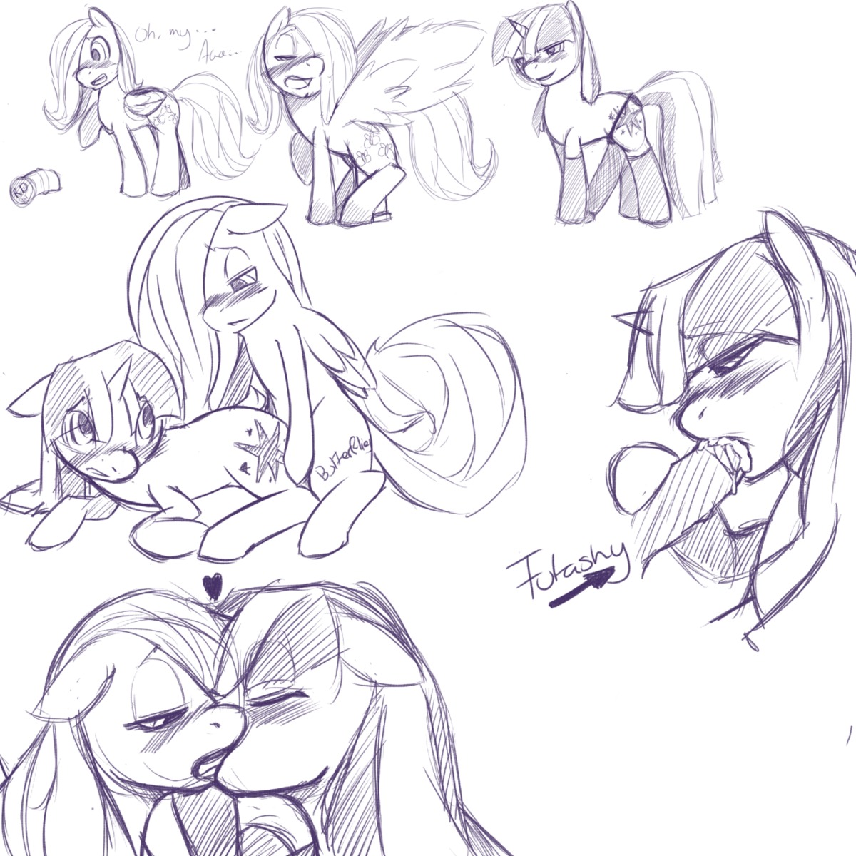 equine female feral florecentmoo fluttershy_(mlp) friendship_is_magic my_little_pony pegasus rule34 smooth_skin twilight_sparkle_(mlp) unicorn