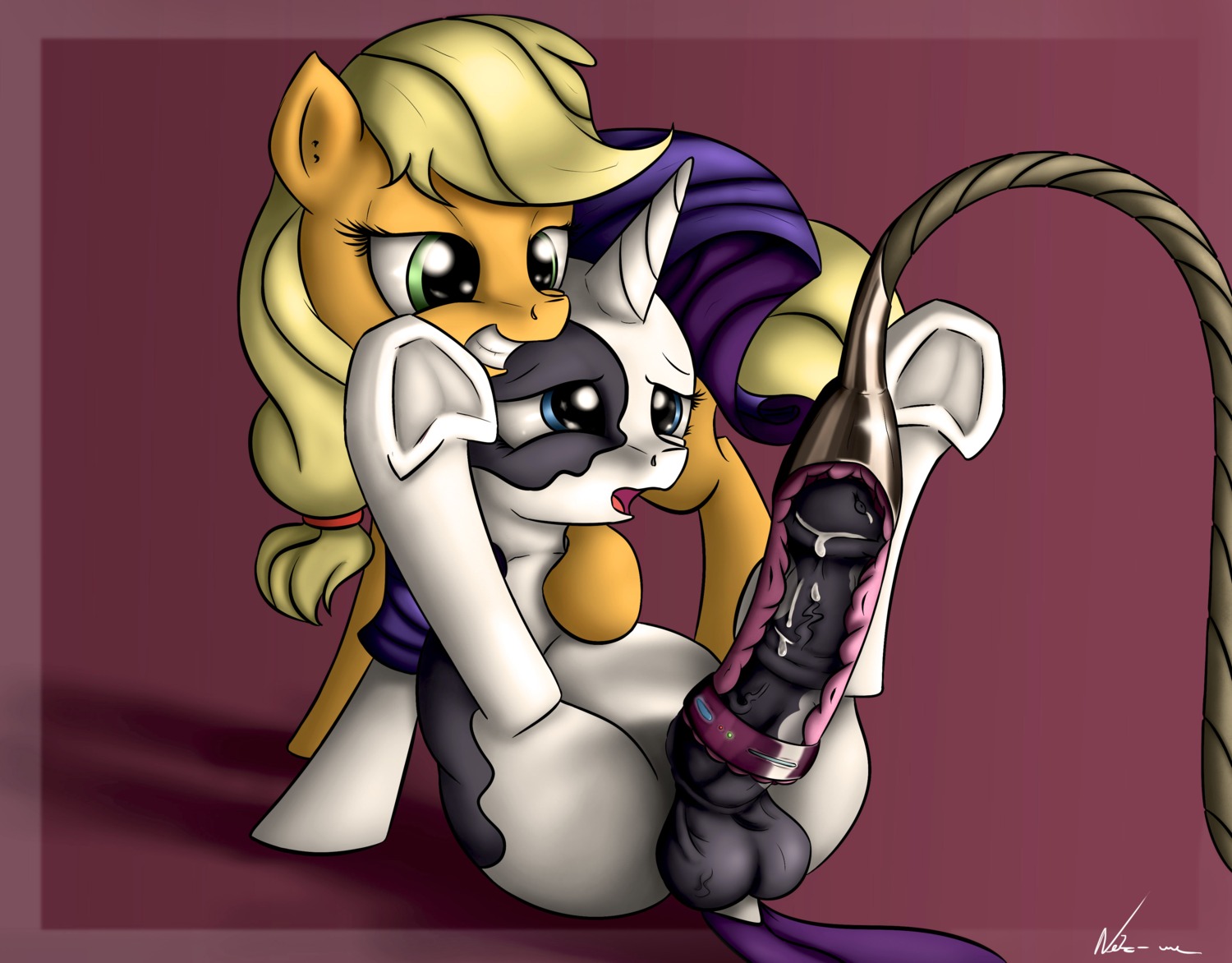 2014 absurd_res alternate_species animal_genitalia animal_penis applejack_(mlp) balls blonde_hair blue_eyes bodily_fluids bovid bovine cattle crossgender cum dairy_cattle duo e621 earth_pony equid equine equine_genitalia equine_penis erection fan_character female feral friendship_is_magic fur genital_fluids genitals green_eyes gynomorph hair hasbro hi_res holstein_friesian_cattle hooves horn horse intersex legs_up machine mammal milking_machine my_little_pony mythological_creature mythological_equine mythology neko-me nude open_mouth orange_body orange_fur penile penis penis_milking pony purple_hair raricow_(mlp) rarity_(mlp) spread_legs spreading standing unicorn vein