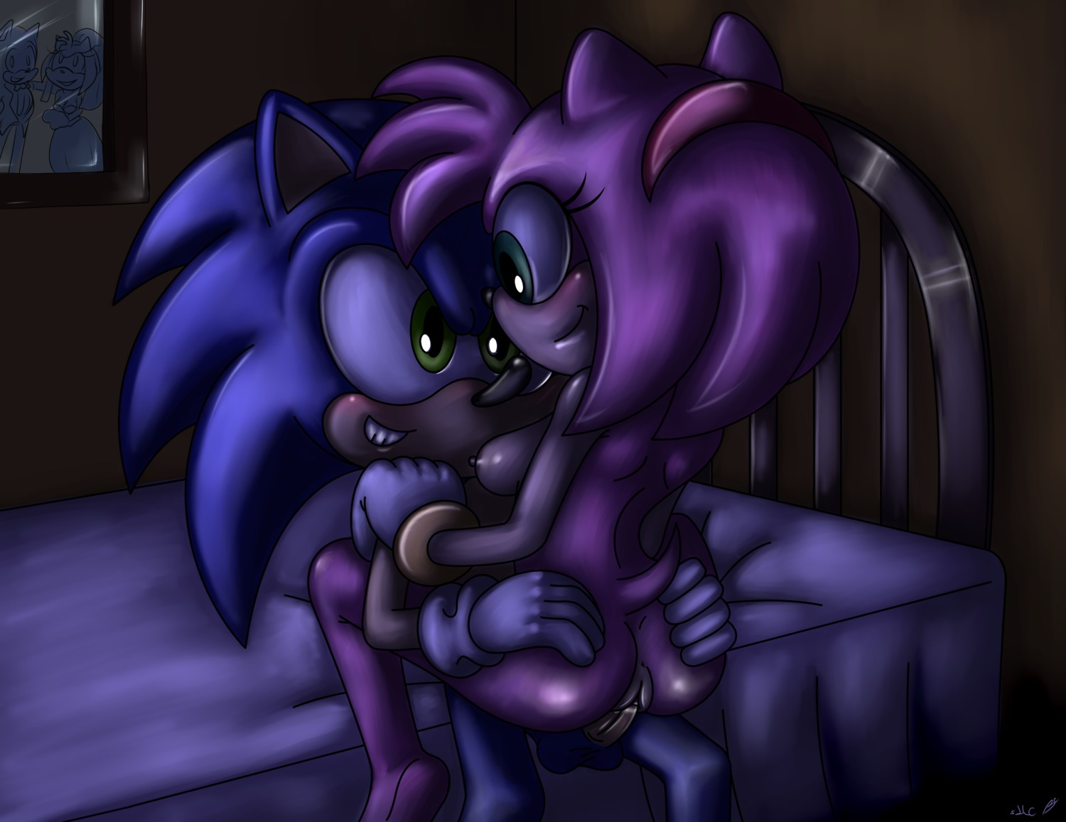 amy_rose anthro barefoot bed blue_body blue_fur blue_hair bluechika butt digital_media_(artwork) duo e621 erection eulipotyphlan feet female female_penetrated fur furniture genitals green_eyes hair hedgehog hi_res male male/female male_penetrating male_penetrating_female mammal nude penetration penile penile_penetration penis penis_in_vagina pink_body pink_hair sega sex smile sonic_the_hedgehog sonic_the_hedgehog_(series) vaginal vaginal_penetration vulva