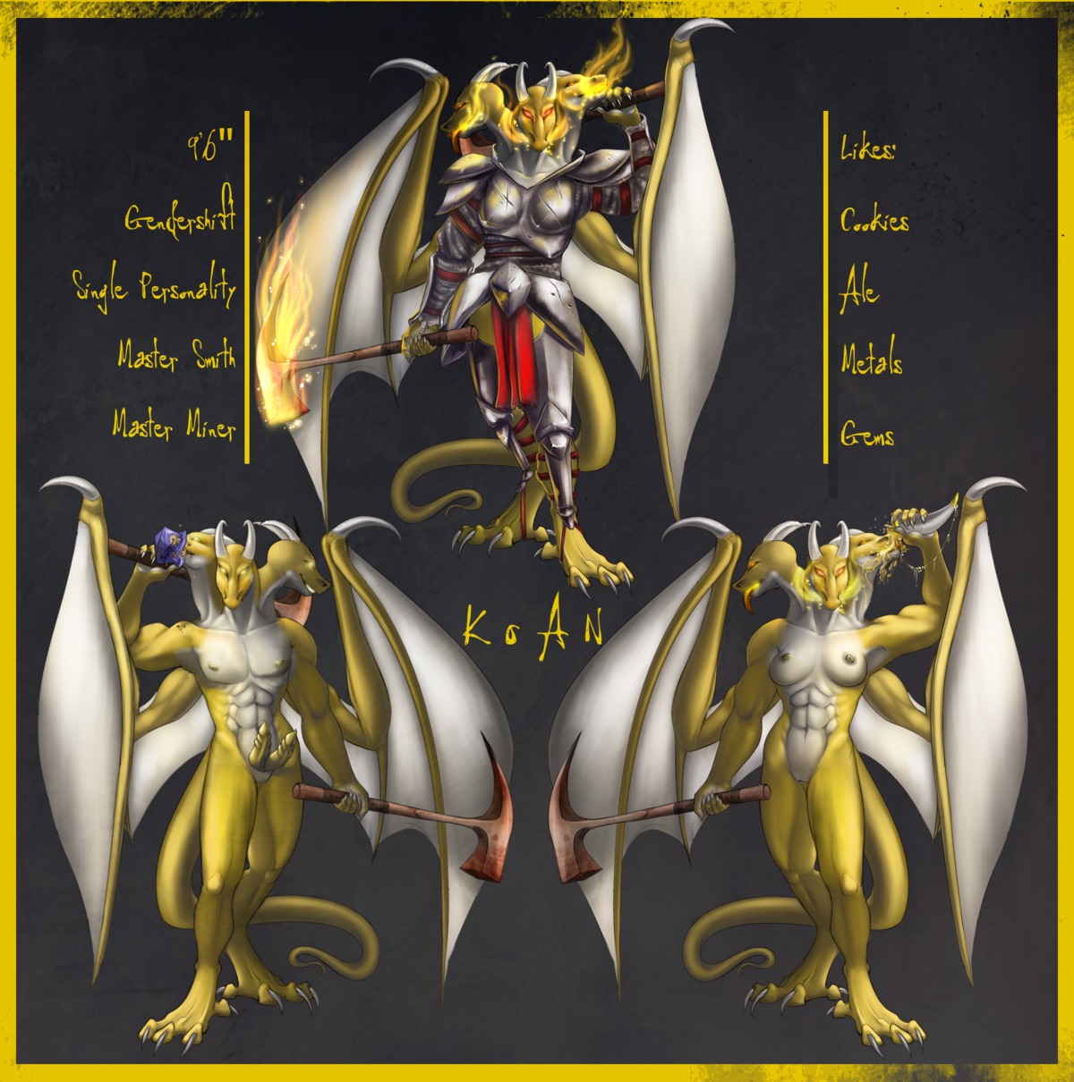 2012 2_penises 3_heads animal_genitalia animal_penis anthro armor big_breasts breasts clothed clothing dragon e621 erection european_mythology female fully_clothed genitals greek_mythology hemipenes hi_res horn hydra koan_mascus_(rithnok) male membrane_(anatomy) membranous_wings model_sheet multi_genitalia multi_head multi_penis mythological_creature mythological_scalie mythology non-mammal_breasts nude penis pick_(weapon) scalie solo tail vulva warrior western_dragon wings yashendwirh