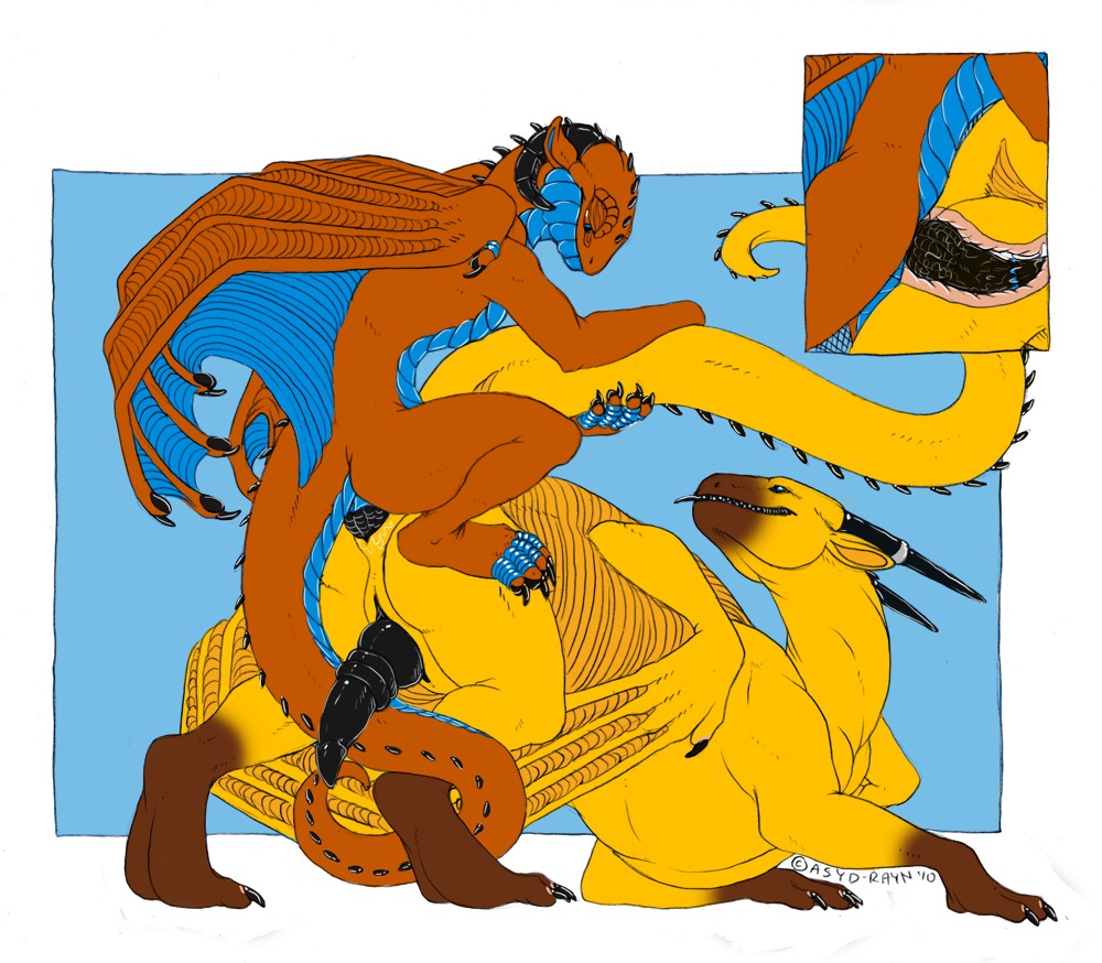 2010 acidapluvia akki_(acidapluvia) anal anal_knotting anal_penetration animal_genitalia anthro anthro_on_feral anthro_on_top anthro_penetrating anthro_penetrating_feral anus bestiality biped black_penis blue_body blue_eyes blue_scales bodily_fluids claws cum cum_in_ass cum_inside cum_on_own_penis cum_on_penis cum_on_self cyrakhis digitigrade dipstick_nose dragon duo e621 erection european_mythology feral feral_on_bottom feral_penetrated from_behind_position genital_fluids genital_slit genitals gloves_(marking) horn internal internal_anal intraspecies intraspecies_bestiality knot knotted_penis knotting larger_feral larger_male larger_on_bottom larger_penetrated larger_sub leg_markings male male/male male_on_bottom male_on_top male_penetrated male_penetrating male_penetrating_male markings membrane_(anatomy) membranous_wings mythological_creature mythological_scalie mythology nude on_bottom on_top penetration penile penile_penetration penis penis_in_ass perching_position quadruped ribbed_penis scales scalie sex size_difference small_top_big_bottom smaller_anthro smaller_male smaller_on_top socks_(marking) spikes spikes_(anatomy) submissive tail ventral_scales western_dragon wings yellow_anus yellow_body yellow_genital_slit