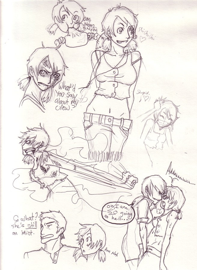 artist_request female genderswap genderswap_(mtf) luffyko male monkey_d_luffy one_piece roronoa_zoro rule34 rule_63 sketch straight_hair tagme