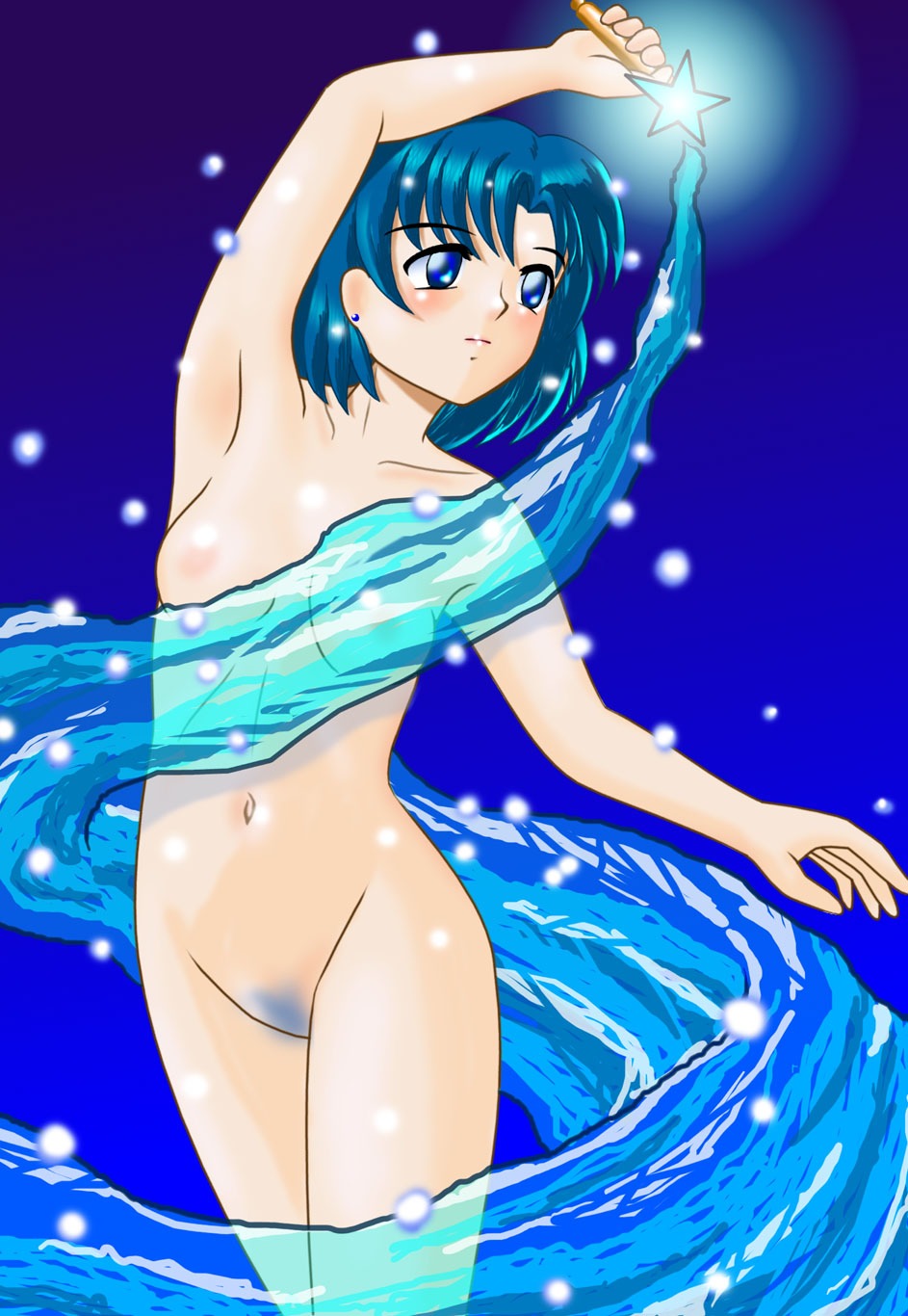 1girls ami_mizuno bishoujo_senshi_sailor_moon breasts female pubic_hair red103 rule34 sailor_mercury small_breasts tagme transformation water