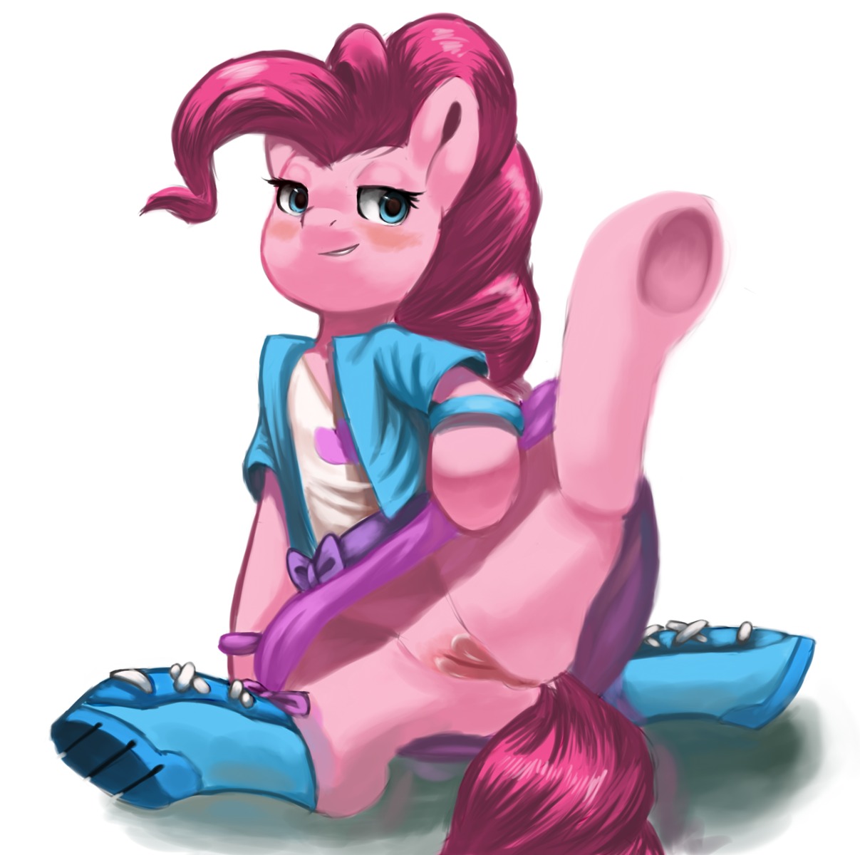 2014 blue_eyes blush clothing e621 earth_pony equid equine female feral friendship_is_magic fur genitals hair half-closed_eyes hasbro hi_res hooves horse mammal my_little_pony narrowed_eyes one_leg_up pink_body pink_fur pink_hair pinkie_pie_(mlp) pony presenting raised_leg simple_background sketchysky solo spread_legs spreading vulva white_background