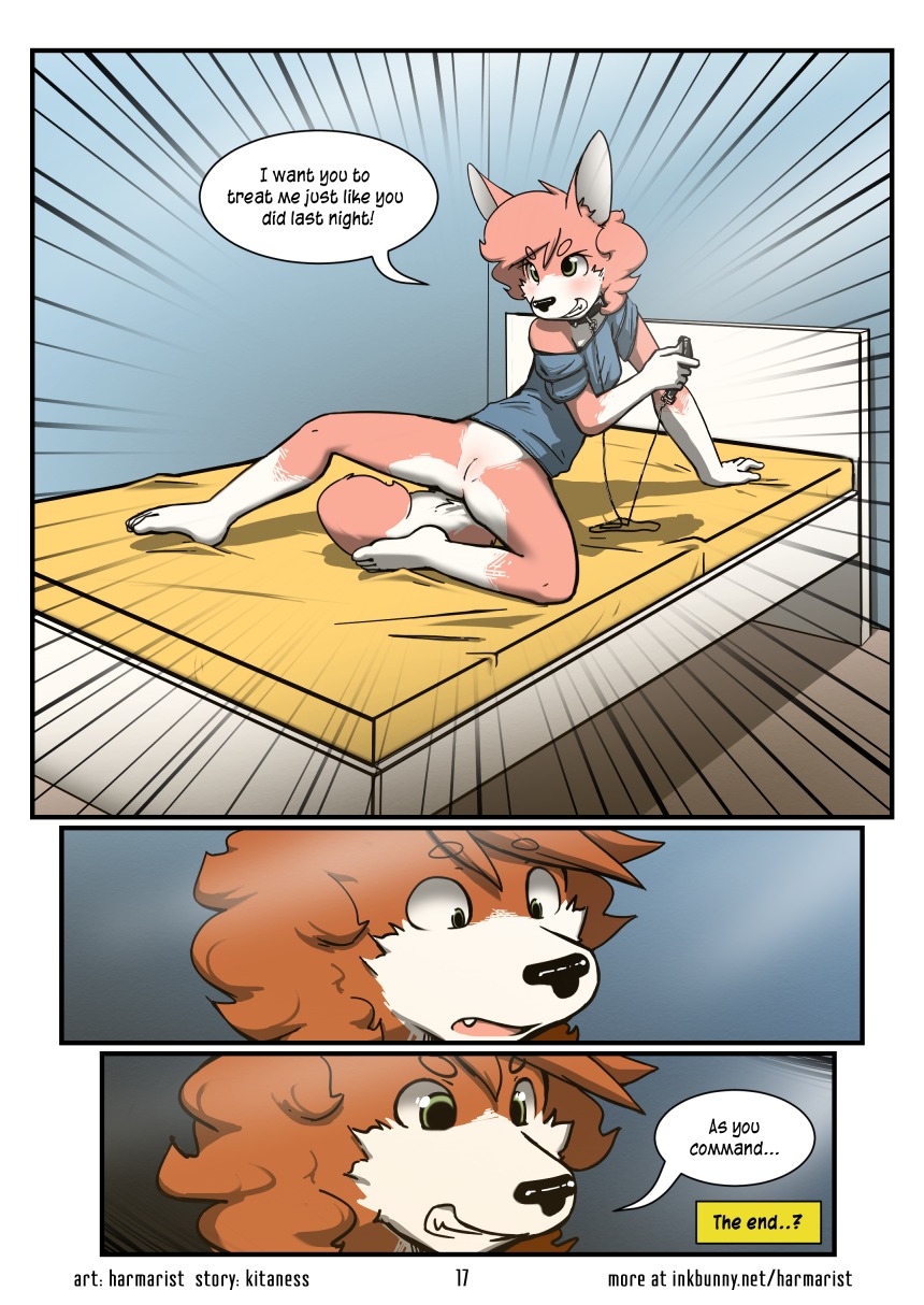 akita anthro bed bedroom blush bottomless brother_(lore) brother_and_sister_(lore) canid canine canis clothed clothing collar comic domestic_dog dramatic duo e621 fangs female fur furniture genitals harmarist hi_res in_heat incest_(lore) kaoru_(kitaness) leash loli male mammal multiple_scenes ohio_heat presenting reclining shirt sibling_(lore) sister_(lore) smile spitz spread_legs spreading surprised teeth the_end topwear vulva yoko_(kitaness) young young_anthro