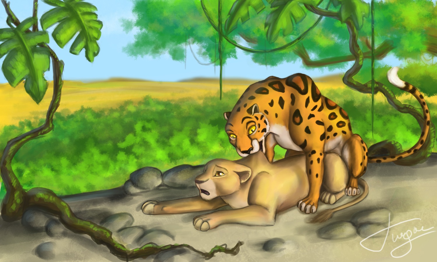 all_fours bite biting_another biting_partner black_nose brown_eyes brown_nose crossgender crossover detailed_background digitigrade disney duo e621 felid female female/female feral feral_on_feral forced forest from_behind_position fur grass interspecies jockey_position jungle kiara_(the_lion_king) leopard lion lying mammal markings multicolored_body multicolored_fur nature neck_bite on_front open_mouth orange_body orange_fur outside outside_sex pantherine plant prone_bone_position raised_tail rape sabor scruff_bite sex side_view sky snout spots spotted_body spotted_fur tail tan_body tan_fur tarzan tarzan_(disney) the_lion_king tree two_tone_body two_tone_fur unknown_artist wishbone_mouth yellow_eyes yellow_sclera