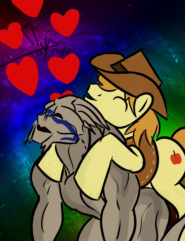 2012 alien all_fours anal anal_penetration apple bgn biceps bioware braeburn_(mlp) butt clothing crossover digital_media_(artwork) duo e621 earth_pony electronic_arts equid equine eyes_closed feral food friendship_is_magic from_behind_position fruit garrus_vakarian hair happy hasbro hat headgear headwear heart_symbol horse long_hair male male/male male_penetrated male_penetrating male_penetrating_male mammal mass_effect muscular my_little_pony narrowed_eyes nude open_mouth pecs penetration plant pony quadruped rainbow rainbow_background sex simple_background squint tail topwear turian vest