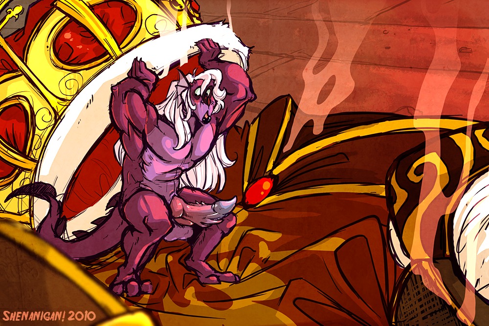 2010 crown dragon e621 erection fur genitals hair headgear male micro mythological_creature mythological_scalie mythology penis purple_body purple_fur purple_hair scalie shenanigan solo tail transformation