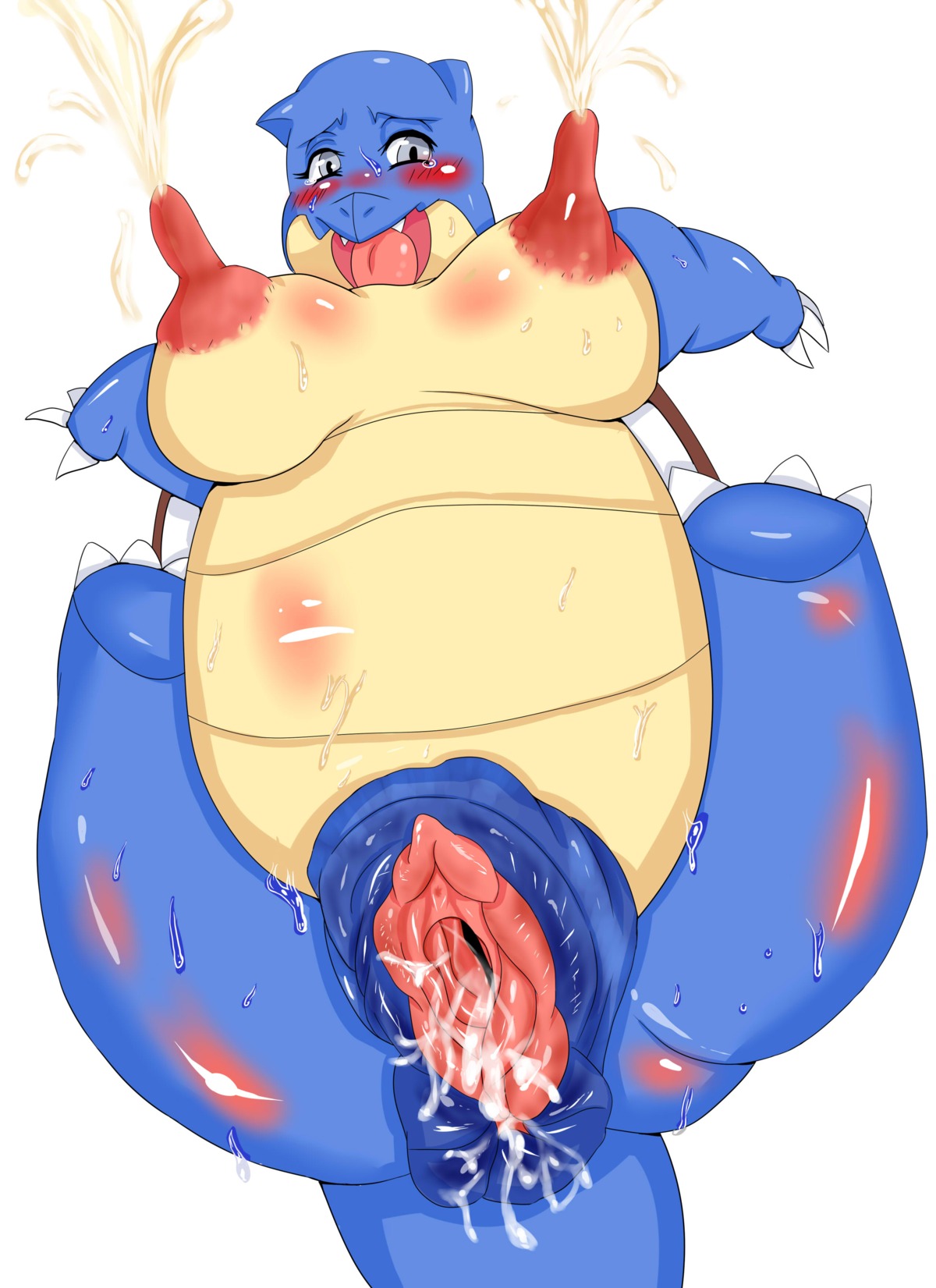 3_toes absurd_res anthro anthrofied bald barefoot big_breasts big_vulva biped blastoise blue_body blue_skin blush bodily_fluids breasts butt claws close-up crying e621 eyelashes feet female generation_1_pokemon genital_close-up genitals glistening hi_res huge_breasts hyper hyper_genitalia hyper_vulva lactating looking_down milk nintendo nipples non-mammal_breasts non-mammal_nipples open_mouth pokemon pokemon_(species) pokemorph presenting presenting_vulva projectile_lactation raised_leg reptile scalie sea_dragon_(artist) shadow sharp_teeth shell simple_background slightly_chubby solo sweat tail tears teeth toe_claws toes tongue vulva vulva_close-up white_background