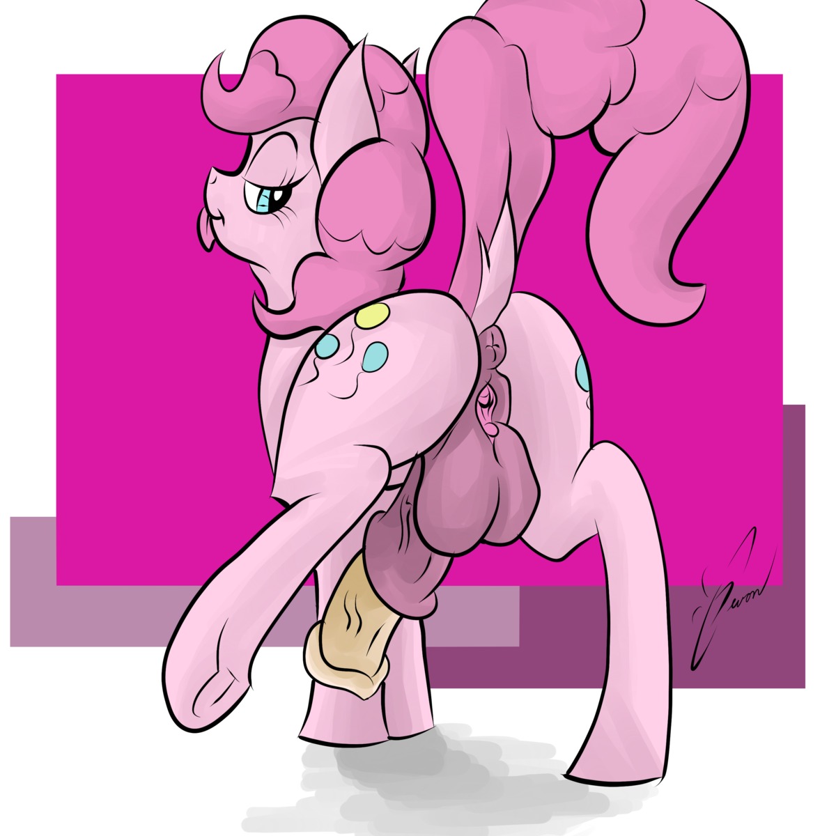1:1 2013 absurd_res animal_genitalia animal_penis anus backsack balls butt clitoris cutie_mark e621 earth_pony equid equine equine_genitalia equine_penis erection feral friendship_is_magic genitals hasbro herm herm_feral hi_res horse intersex intersex_feral looking_back magnificent-arsehole mammal my_little_pony penis pinkie_pie_(mlp) pony quadruped raised_tail signature simple_background solo tail tongue tongue_out vulva