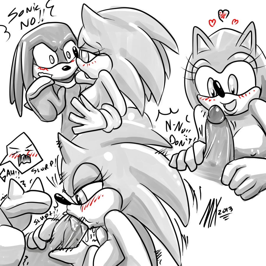 1:1 2013 anthro anthro_on_anthro areola big_breasts black_and_white_and_red blush breasts crossgender digital_media_(artwork) duo e621 english_text erect_nipples erection eulipotyphlan fellatio female female_penetrated genitals greyscale heart_symbol hedgehog knuckles_the_echidna male male/female male_penetrating male_penetrating_female mammal monkeyxflash monochrome nipples nude oral oral_penetration penetration penile penis sega sex sonic_the_hedgehog sonic_the_hedgehog_(series) spot_color text