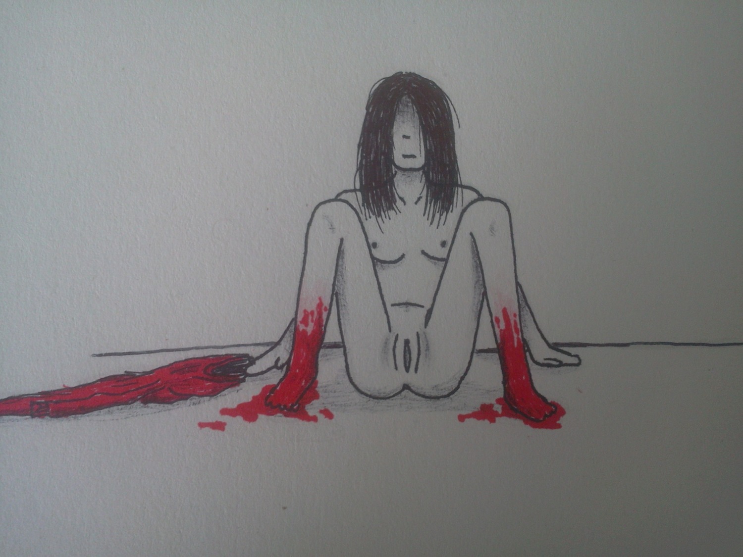 1girls 2d alma_wade ass blood breasts f.e.a.r. f.e.a.r._2 female female_only hair_over_eyes nipples nude pussy rule34 sketch solo solo_female spread_legs tagme