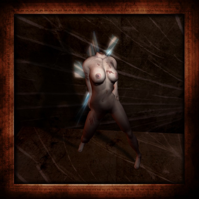 1girls 3d amputation beige_skin blood breasts color decapitation exposed_breasts female female_only front_view gore guro injury monster_girl nude rule34 skin solo wound