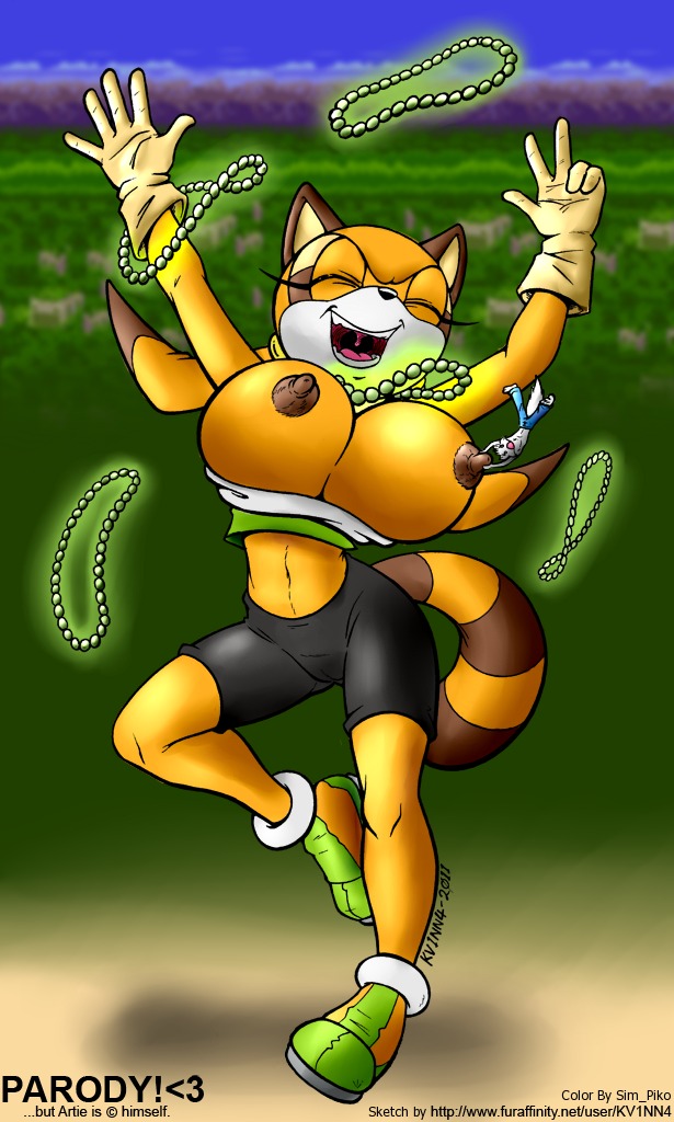 aged_up anthro artie big_breasts breasts dancing duo e621 eyes_closed female gem happy huge_breasts jewelry male mammal marine_the_raccoon necklace nipples pearl_(gem) pearl_necklace procyonid raccoon sega size_difference smile sonic_the_hedgehog_(series) tail text treasure url vkyrie