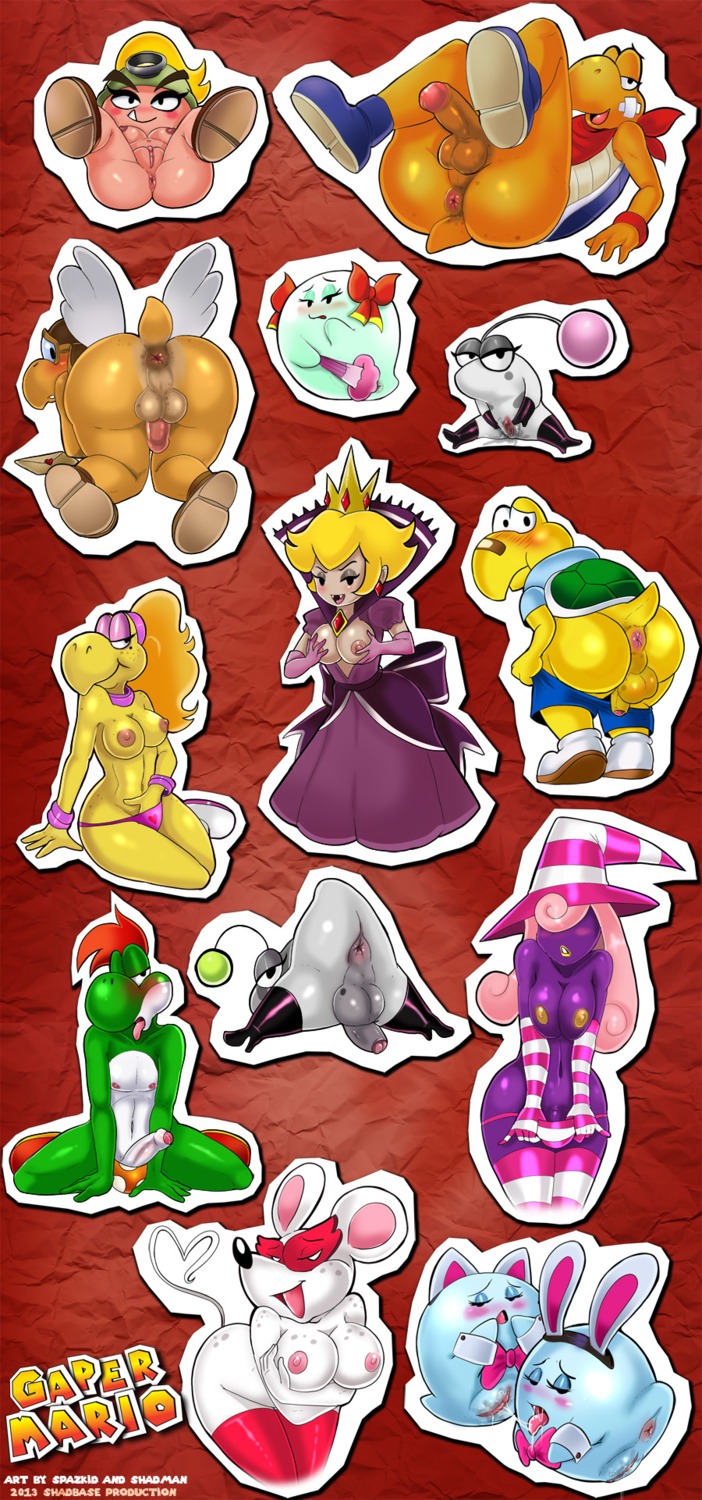 2013 accessory all_fours antennae_(anatomy) anthro anus areola arm_under_breasts armless arms_bent arms_in_front arms_together artist_collaboration backsack bald balls band-aid bandage bedroom_eyes bent_legs bent_over black_body black_eyes black_nose black_skin blonde_hair blush boo_(mario) boots bottomwear bow_(feature) bow_accessory bow_in_front bow_ribbon breasts brother_(lore) brothers_(lore) butt clothed clothing crossed_arms crossgender crown darkened_anus darkened_balls darkened_genitalia darkened_penis darkened_perineum digital_media_(artwork) dress duo e621 english_text envelope erection exposed_breasts extended_arms eyewear feathered_wings feathers female femboy footwear foreskin fur genitals gesture ghost glistening goggles goomba goombella green_body green_skin green_yoshi grey_body grey_skin gynomorph hair hair_accessory hair_bow hair_ribbon happy hat headgear headwear heart_clothing heart_envelope heart_print heart_symbol heart_underwear hi_res human humanoid humanoid_genitalia humanoid_penis incest_(lore) intersex koopa koopa_paratroopa koopa_troopa kooper koopie_koo koops lady_bow lahla_(mario) legs_up letter little_mouser lizard long_hair looking_at_viewer looking_back lying male mammal mario_bros mouse ms._mowz multiple_images murid murine narrowed_eyes nintendo nipples number on_back on_front open_mouth orange_body orange_skin paper_mario paper_mario:_the_thousand_year_door paper_mario_(2000) parakarry partially_clothed partially_retracted_foreskin peeka_(mario) penis petuni pink_body pink_hair pink_nipples pink_penis pink_skin pom_antennae ponytail pose presenting presenting_hindquarters presenting_vulva princess princess_peach print_clothing print_underwear puni punio purple_body purple_skin raised_tail red_background red_hair reptile retracted_foreskin ribbons rodent royalty scalie scut_tail seductive shadman shadow_queen_(peach) shadow_siren sharp_teeth shell shoes short_hair short_tail shorts sibling_(lore) simple_background sister_(lore) sisters_(lore) sitting size_difference smile spazkid spirit spread_legs spread_vulva spreading standing sticker tail tail_anus tail_gesture tail_heart tan_body tan_skin teeth text the_great_gonzales_jr thong tongue tongue_out twin_bows twin_hair_bows twins_(lore) underwear vivian_(mario) vulva white_body white_eyes white_fur white_penis white_skin wings yellow_body yellow_penis yellow_skin yoshi