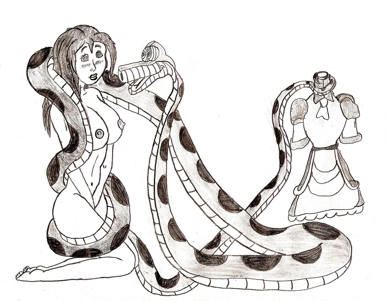 1girls crossover disney disney_princess dress female human jane_porter jking kaa male monochrome nipples rule34 straight tarzan_(1999_film) the_jungle_book what zoophilia