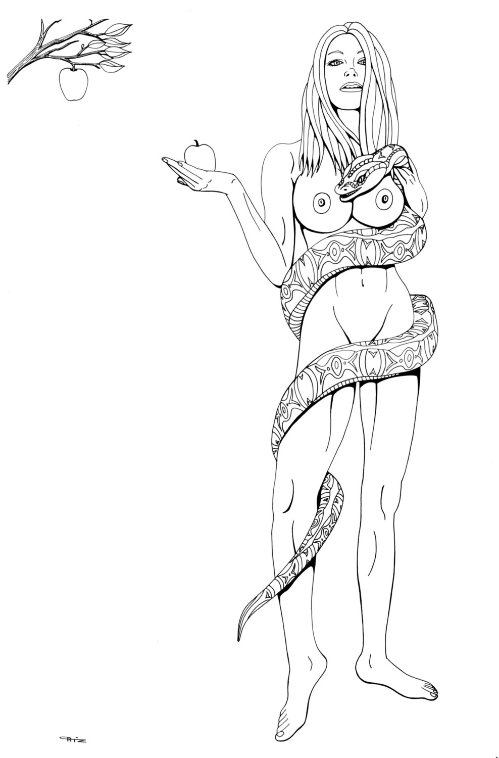bible christianity eso2001 eve_(bible) female public_domain religion rule34 serpent_of_eden snake