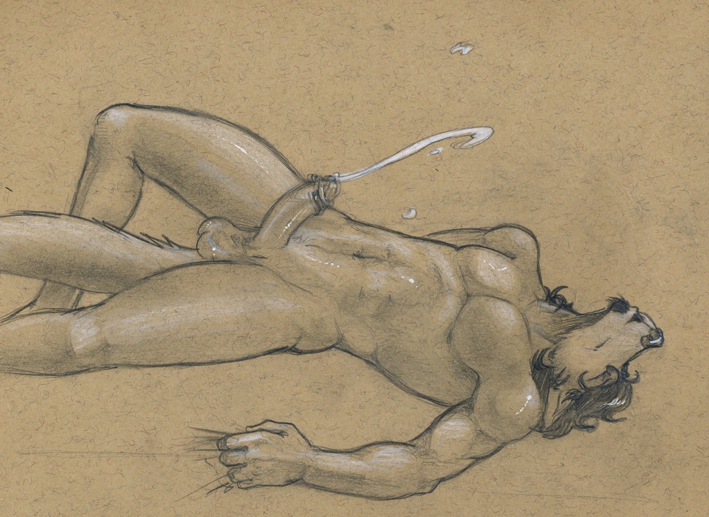 2013 accessory anthro athletic athletic_anthro athletic_male balls bodily_fluids canid canine canis cock_ring cum cumshot e621 ejaculation erection eyes_closed foreskin genital_fluids genitals graphite_(artwork) hands-free humanoid_genitalia humanoid_penis jewelry lying male mammal masturbation monochrome muscular nude on_back orgasm penile penile_masturbation penis penis_accessory penis_jewelry retracted_foreskin sepia sex_toy simple_background solo tail toying_self traditional_media_(artwork) tush_(artist) vibrator vibrator_on_penis wolf