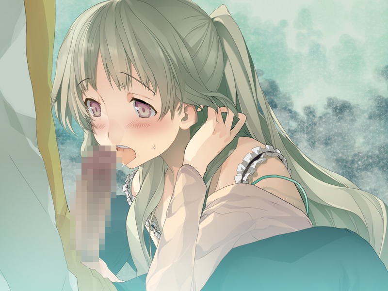 akinashi_yuu blonde_hair censored clothing fellatio female frills hair kiba_mifuyu koi_to_senkyo_to_chocolate long_hair oral purple_eyes rule34 tongue