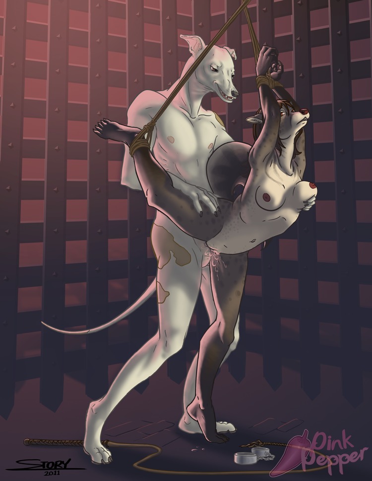 anthro balls bdsm bodily_fluids bondage bound breast_grab breasts cage canid canine canis civet cuff_(restraint) cum digital_media_(artwork) domestic_dog dominant dominant_male duo e621 female female_penetrated genital_fluids genitals greyhound hand_on_breast hunting_dog janis_(mistresssparkles) male male/female male_penetrating male_penetrating_female mammal nipples penetration penile penile_penetration penis_in_vagina pink_pepper raised_leg rape_face restraints rope sex shackles sighthound submissive submissive_female tail thestory vaginal vaginal_penetration viverrid whip
