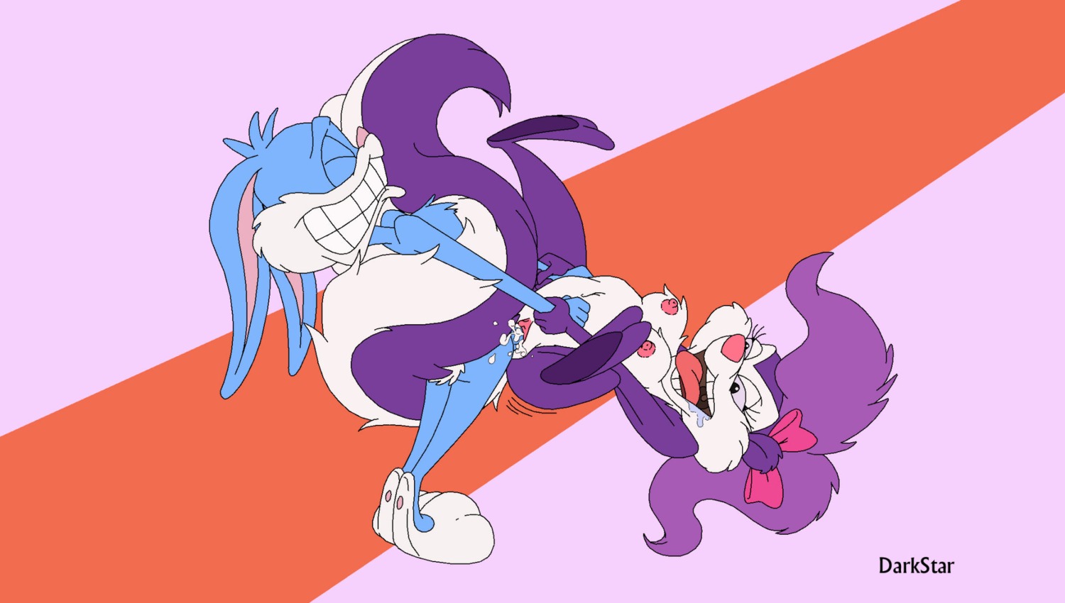 anthro blue_fur buster_bunny darkstar female fifi_la_fume fur furry male mammal purple_fur rabbit rule34 skunk straight tagme tiny_toon_adventures warner_brothers white_fur