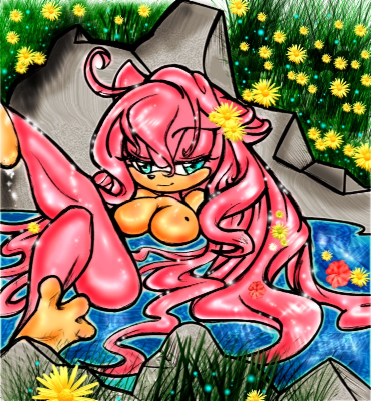 1girls 3_toes amy_rose anthro anthrofied barefoot breasts crossed_legs feet female female_only furry hedgehog huge_eyes jazzy-b-real13 long_hair no_nipples nude partially_submerged pink_fur pink_hair rule34 seductive soles solo sonic_(series) toony two-tone_feet water