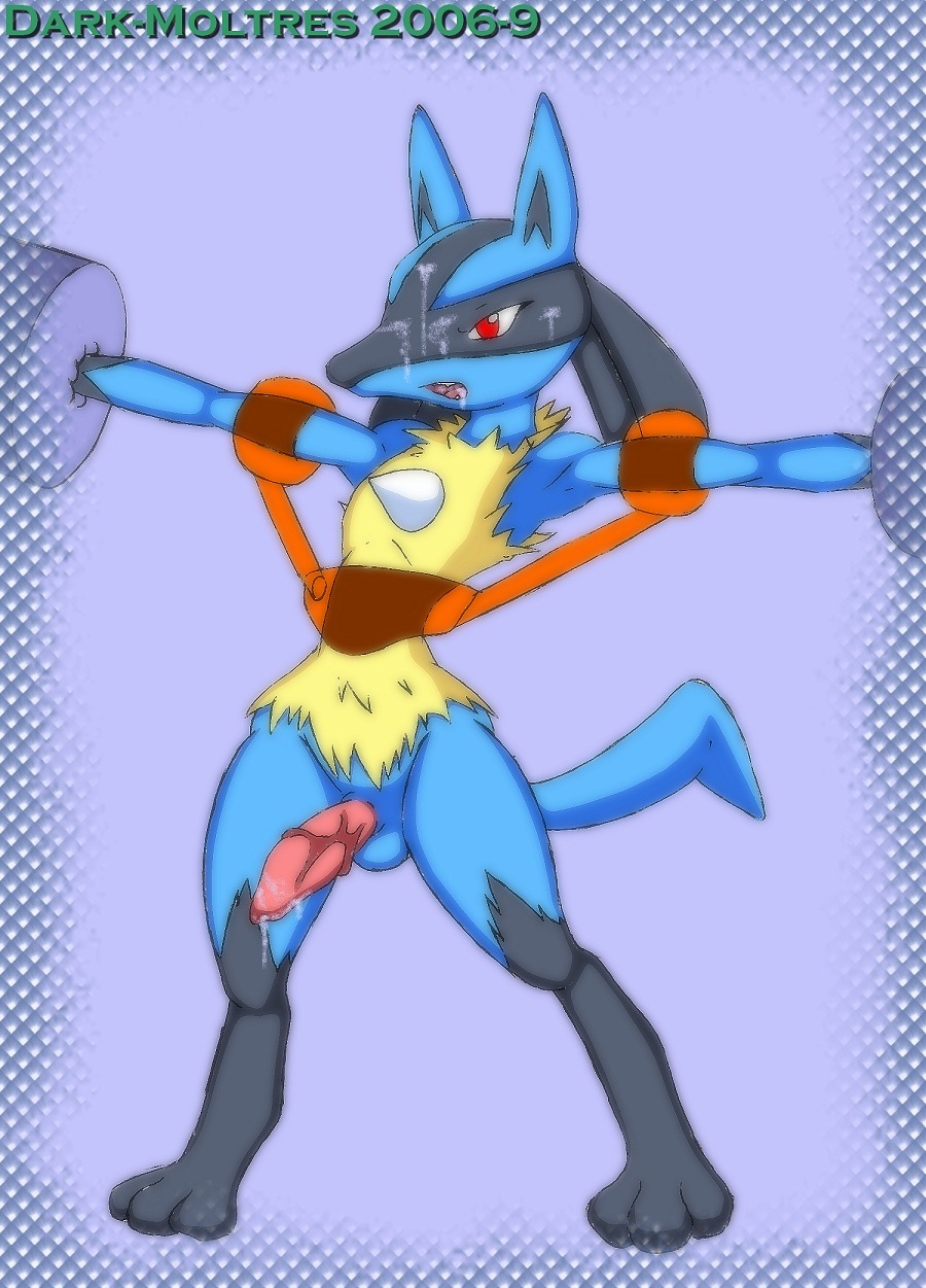 anthro bound color cum dark-moltres front_view fur furry lucario male male_only nude penis pokemon pokemon_(species) rule34 solo tagme