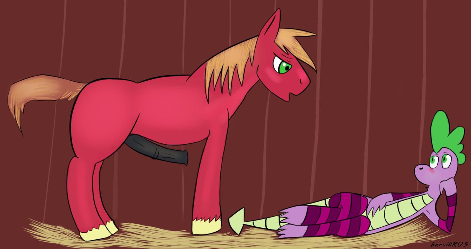 anthro barsikrus big_macintosh_(mlp) dragon earth_pony equine feral friendship_is_magic horse male male_only my_little_pony mythological_creature mythological_scalie mythology pony rule34 scalie smooth_skin spike spike_(mlp)