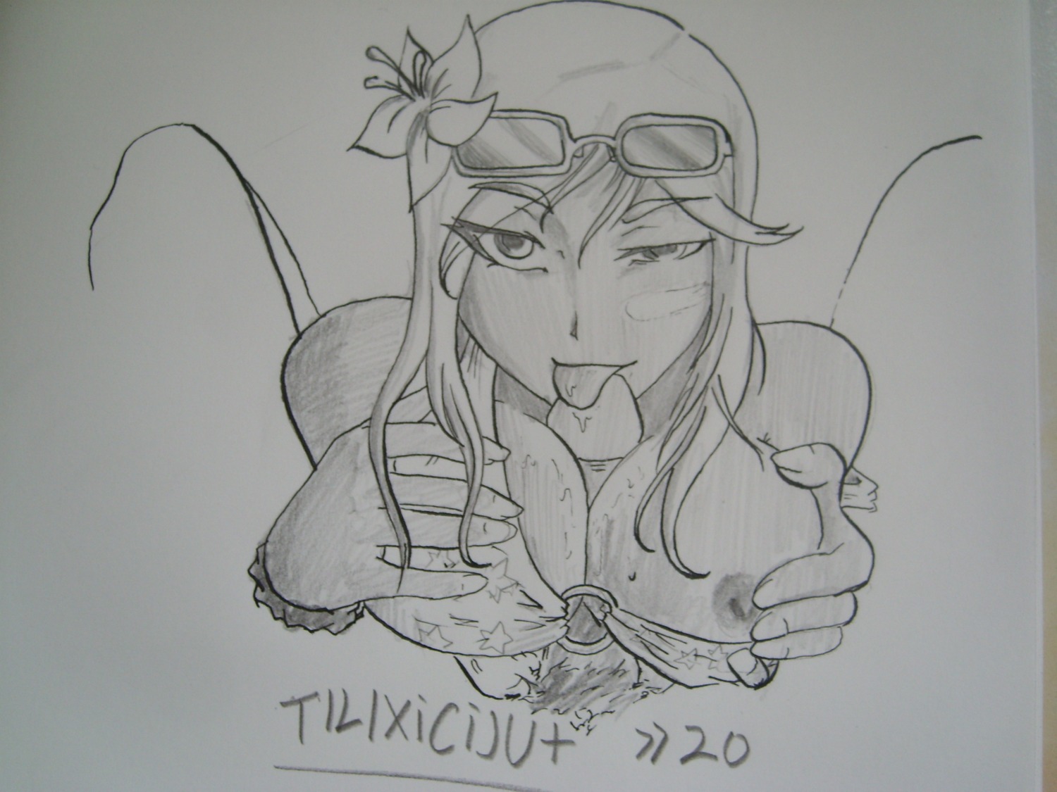 bikini breasts bust c8ch drawing female highres male monochrome paizuri penis rule34 sketch straight swimsuit threadic traditional_media_(artwork) uncensored