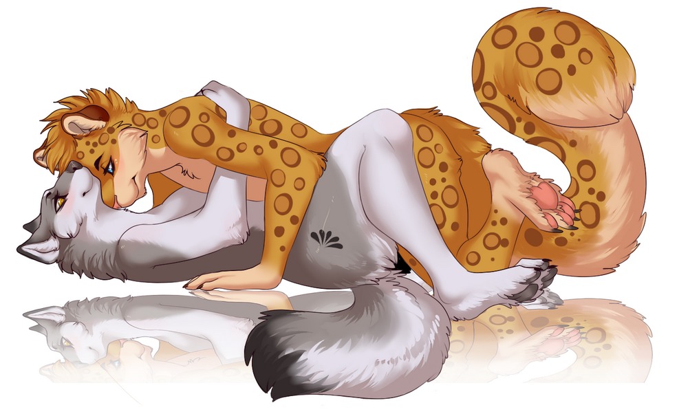 2012 anthro blush canine feline female fur furry leopard male nude on_back penetration penis rule34 sex straight uni wolf