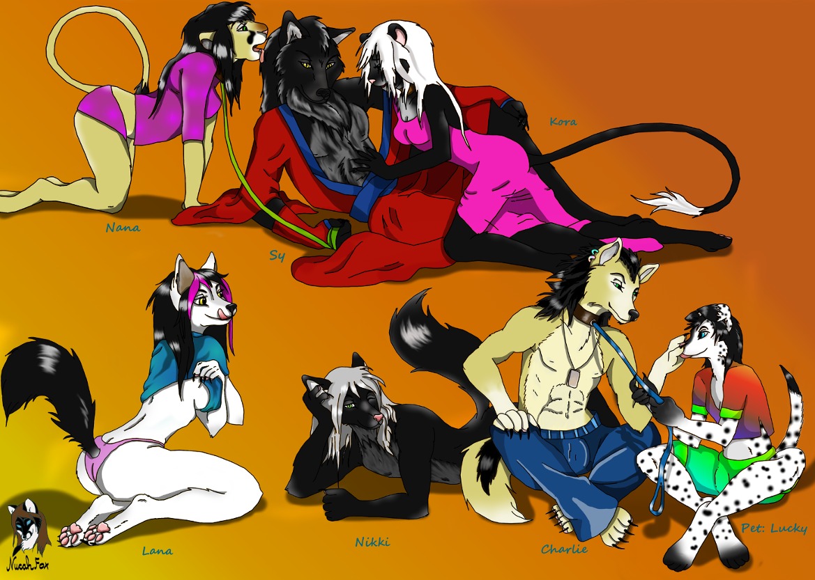 animal_genitalia anthro bottomwear bulge canid canine canis clothed clothing crop_top domestic_dog dress e621 felid female fully_clothed genitals group incest_(lore) lion male male/female mammal nana_(nucahfox) nucahfox nude pantherine pants robe sheath shirt sy'ros topless topwear underwear undressing wolf yellow_eyes