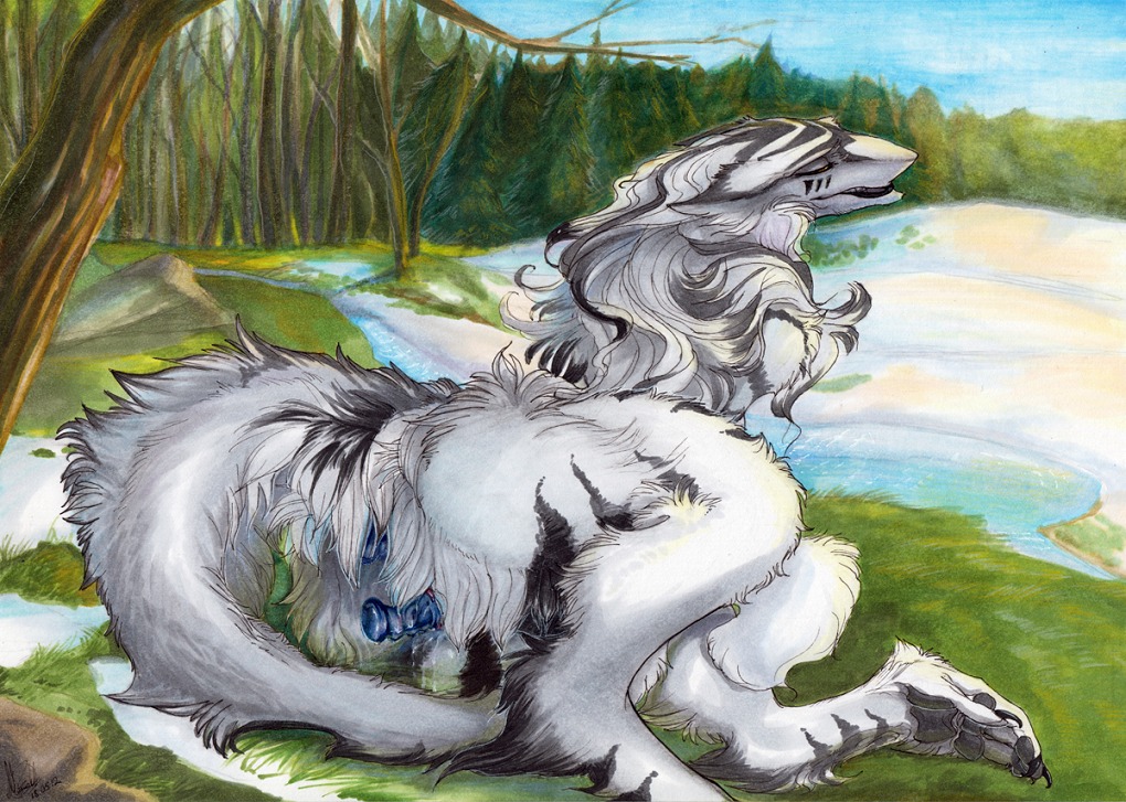 4_toes anal anal_masturbation anal_penetration anthro byakurai_tora claws cloud detailed_background dildo double_penetration e621 feet female fluffy lake mammal masturbation mountain nature outside penetration plant raesheris scenery sergal sex_toy sky solo stripes tail toe_claws toes toying_self traditional_media_(artwork) tree vaginal vaginal_masturbation wood
