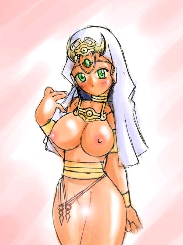 artist_request blush breasts censored dark-skinned_female dark_skin egyptian egyptian_clothes erect_nipples female female_only green_eyes human isis_ishtar large_breasts lens_flare nipples partially_clothed pussy rule34 solo yu-gi-oh! yu-gi-oh!_duel_monsters