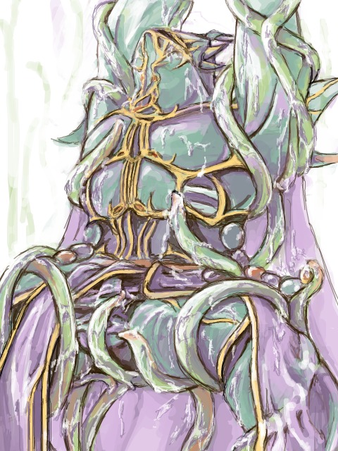 armor cum dissidia_final_fantasy exdeath final_fantasy final_fantasy_v male male_only rule34 sugi_(pixiv429060) tentacle tentacle_on_male vines