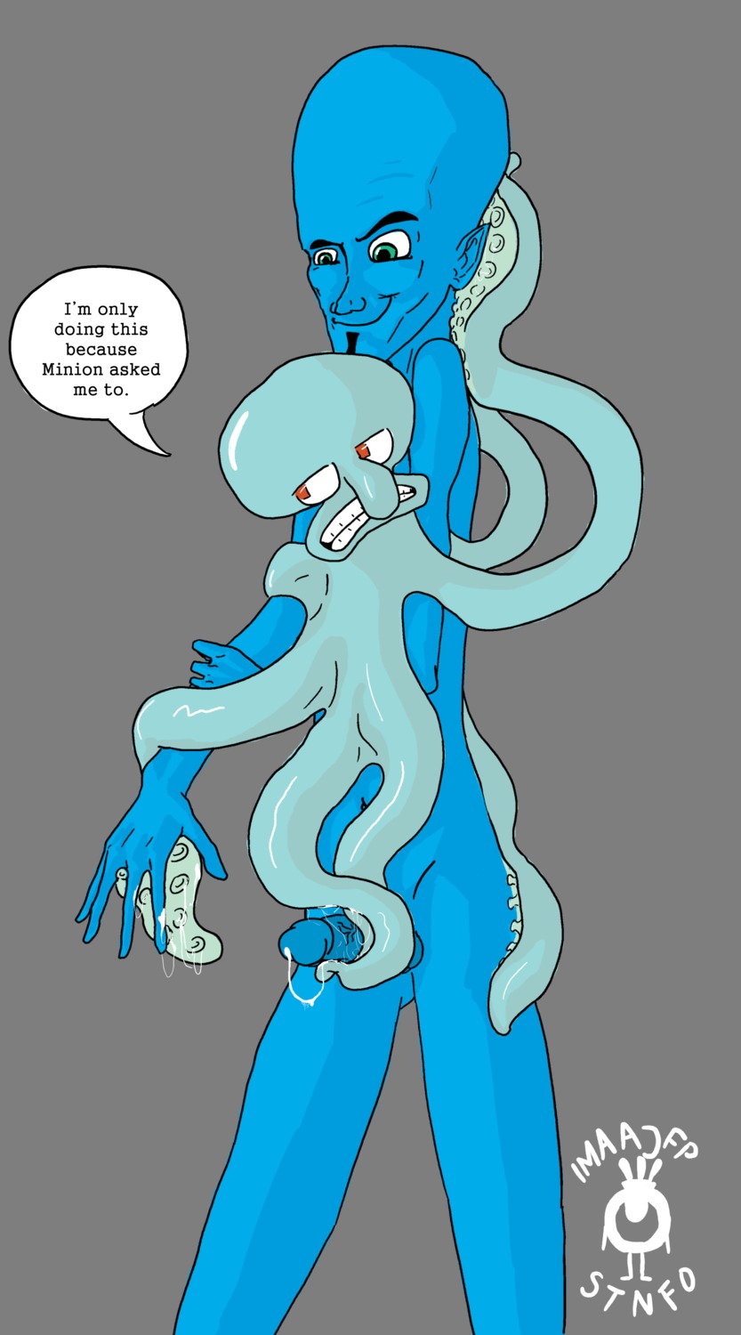 2011 blue_skin cephalopod crossover dan_schneider's_fault dirty_dan_did_this dreamworks dreamworks_animation duo gay green_eyes imaajfpstnfo male male_only megamind megamind_(character) meme nickelodeon nickelodeon_animation_studio octopodiform octopus orange_eyes pacific_data_images paramount_pictures rule34 smooth_skin spongebob_squarepants squidward_tentacles suction_tentacles tentacle united_plankton_pictures what yaoi zoophilia