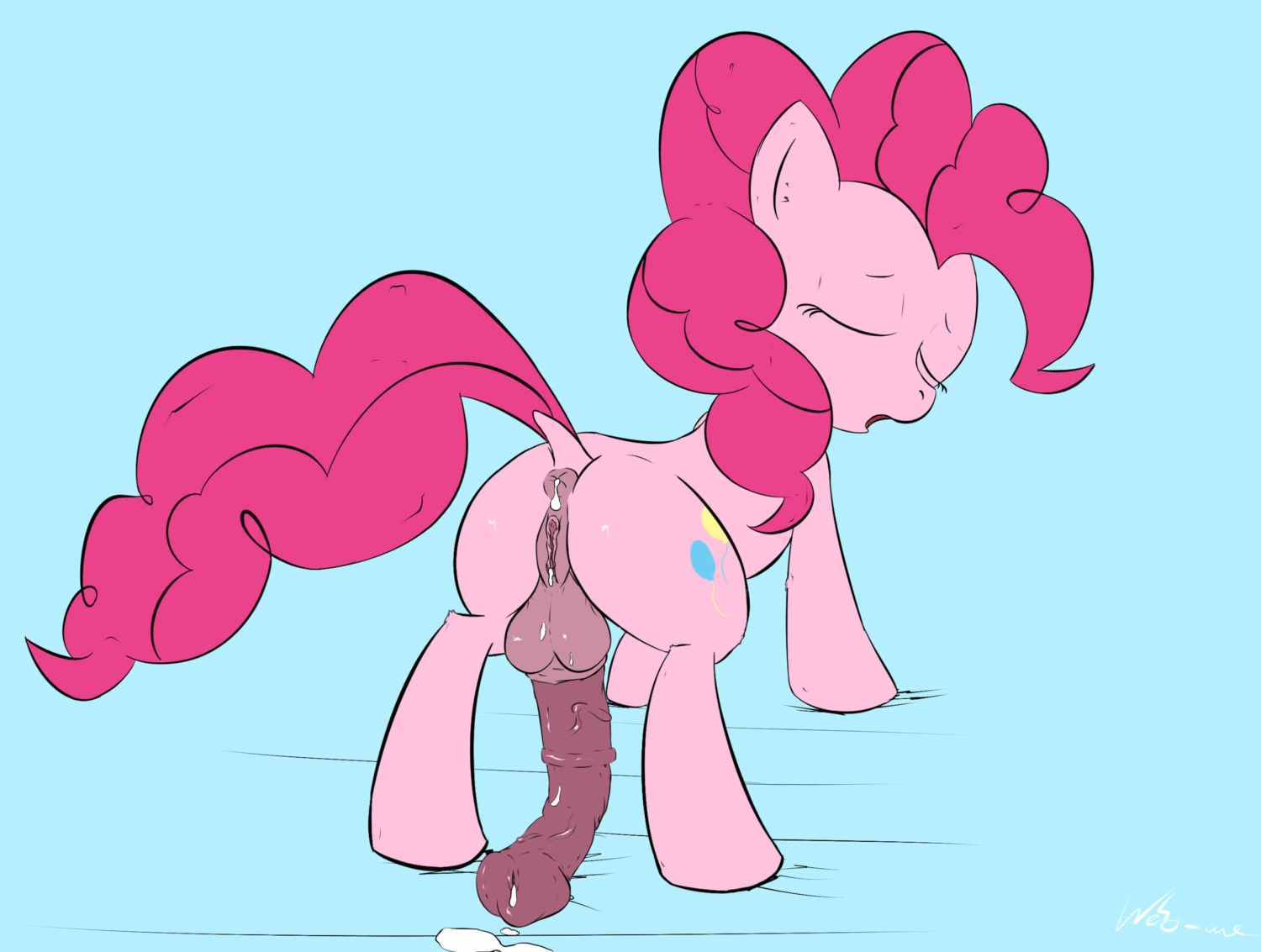 2013 after_sex anus backsack balls blue_background bodily_fluids butt crossgender cum cum_in_ass cum_inside cutie_mark e621 earth_pony equid equine eyes_closed feral flaccid friendship_is_magic fur genital_fluids genitals hair hasbro herm herm_feral hi_res horse intersex intersex_feral mammal my_little_pony neko-me open_mouth penis pink_body pink_fur pink_hair pinkie_pie_(mlp) pony simple_background solo vulva