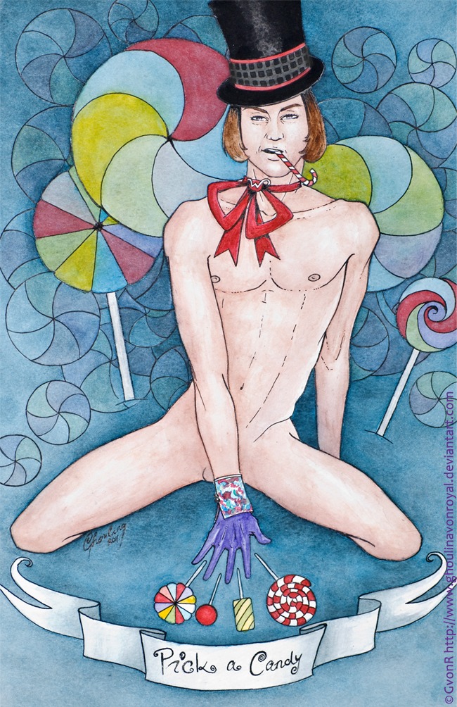 1boy blue_background censored_penis charlie_and_the_chocolate_factory human human_only johnny_depp lollipop male male_focus male_only nude nude_male penis rule34 snack tagme warner_brothers willy_wonka willy_wonka_and_the_chocolate_factory