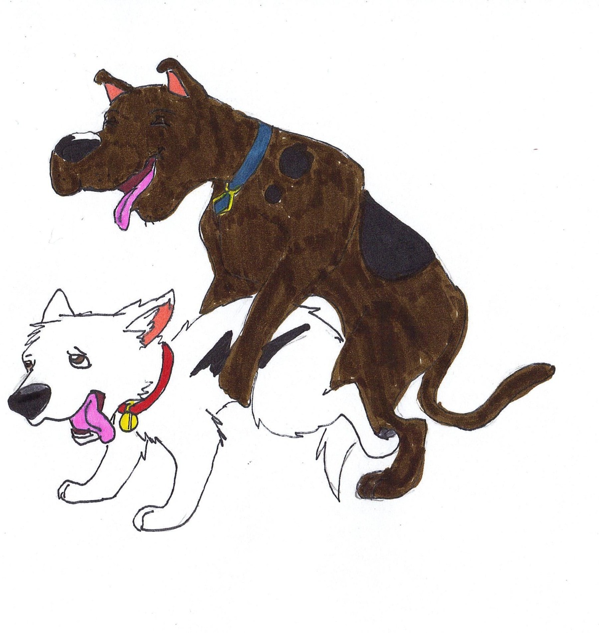2010 2boys bolt_(bolt) bolt_(film) crossover disney feral feral_on_feral gay hanna-barbera male male_only rascalraccoon rule34 scooby-doo scooby-doo_(character) yaoi