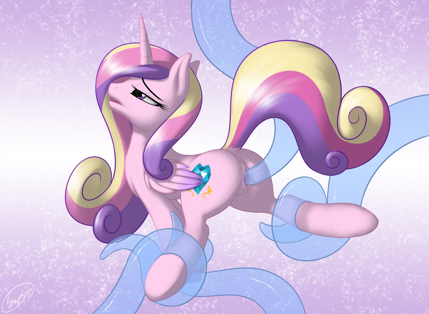 anus blonde_hair butt consentacles cutie_mark e621 equid equine eyebrows eyelashes feathered_wings feathers female feral fluffy fluffy_tail friendship_is_magic fur genitals hair half-closed_eyes hasbro hi_res hooves horn long_hair mammal multicolored_hair multicolored_tail my_little_pony mythological_creature mythological_equine mythology narrowed_eyes nude open_mouth penetration pink_anus pink_body pink_feathers pink_fur pink_hair pink_horn pink_tail pink_vulva princess_cadance_(mlp) purple_eyes purple_hair purple_tail raised_tail restrained sex signature skipsy solo spread_legs spreading tail tentacle_sex tentacles translucent translucent_tentacles vaginal vaginal_penetration vulva winged_unicorn wings yellow_tail