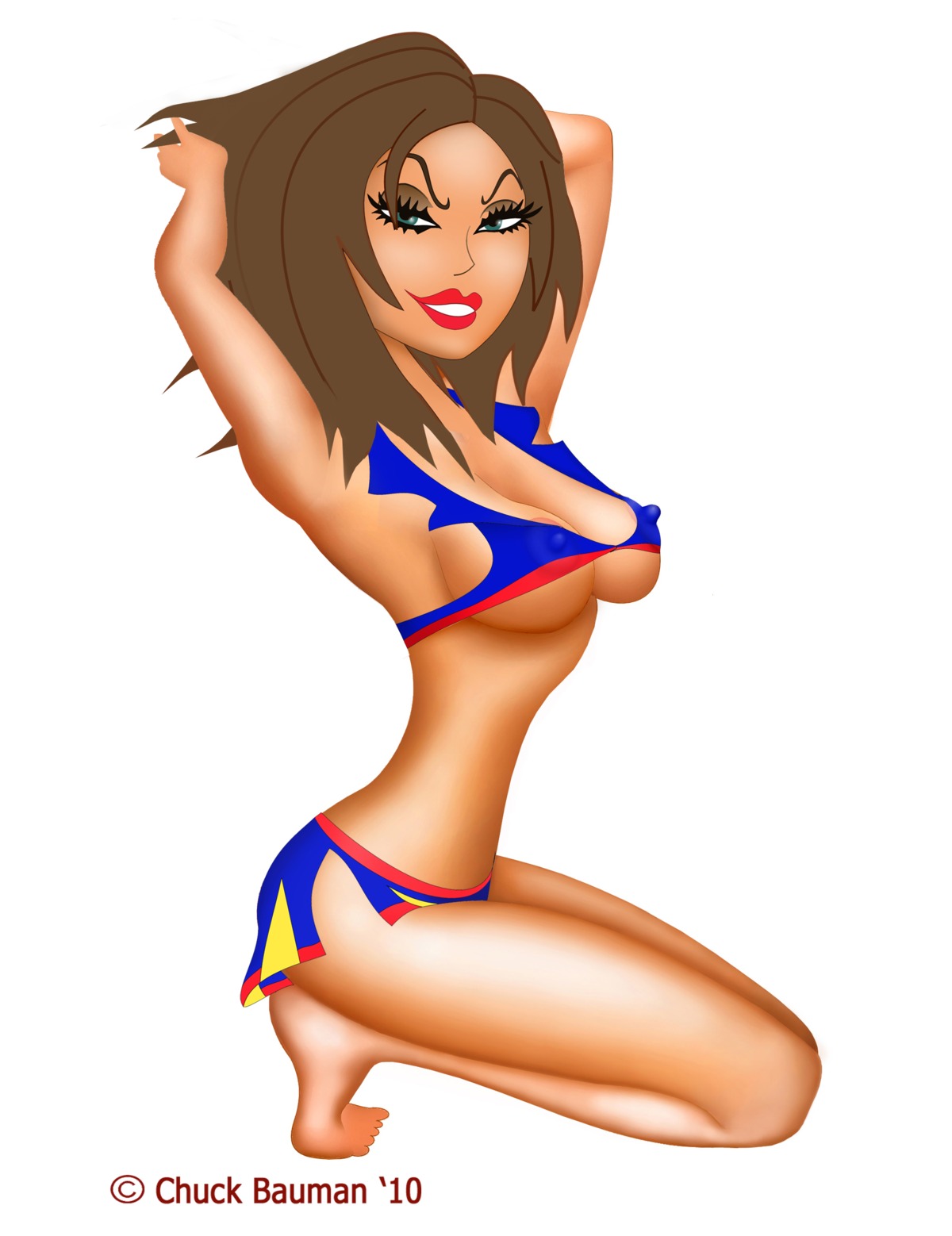 2010 arms_up bimbo bonnie_rockwaller breasts cheerleader chuck_bauman disney dr1ace eyeshadow female female_only human kim_possible kneeling lipstick makeup medium_breasts rule34 short_skirt solo straight_hair tagme underboob