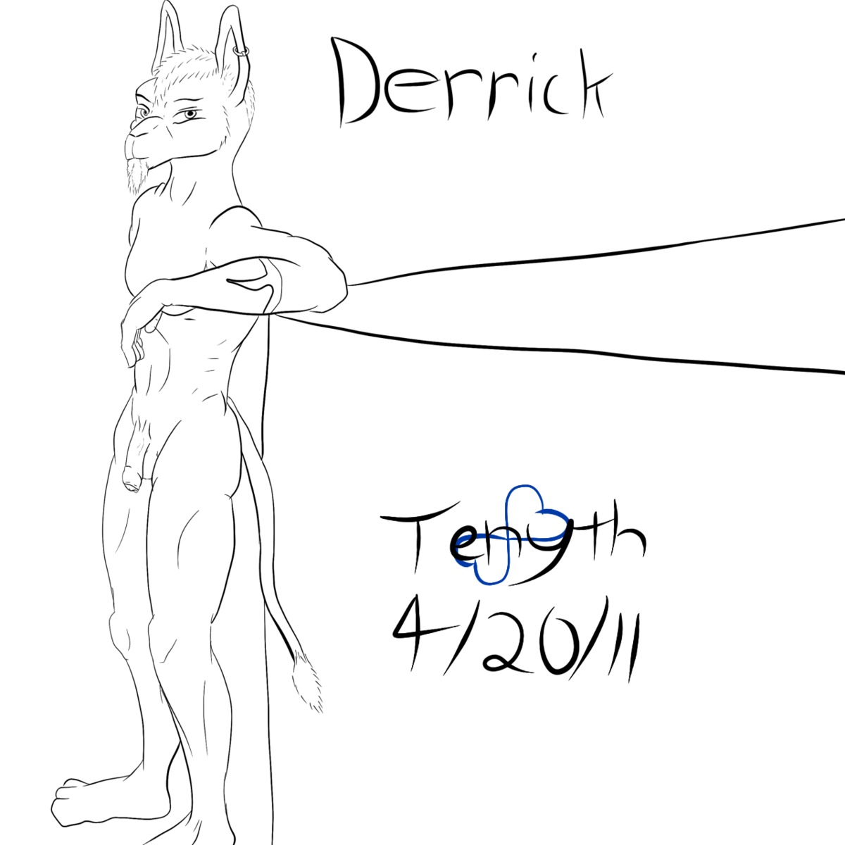 1:1 anthro balls camelid e621 facial_hair flaccid foreskin genitals goatee hi_res humanoid_genitalia humanoid_penis llama looking_at_viewer male mammal penis piercing simple_background solo tail tattoo tenyth white_background