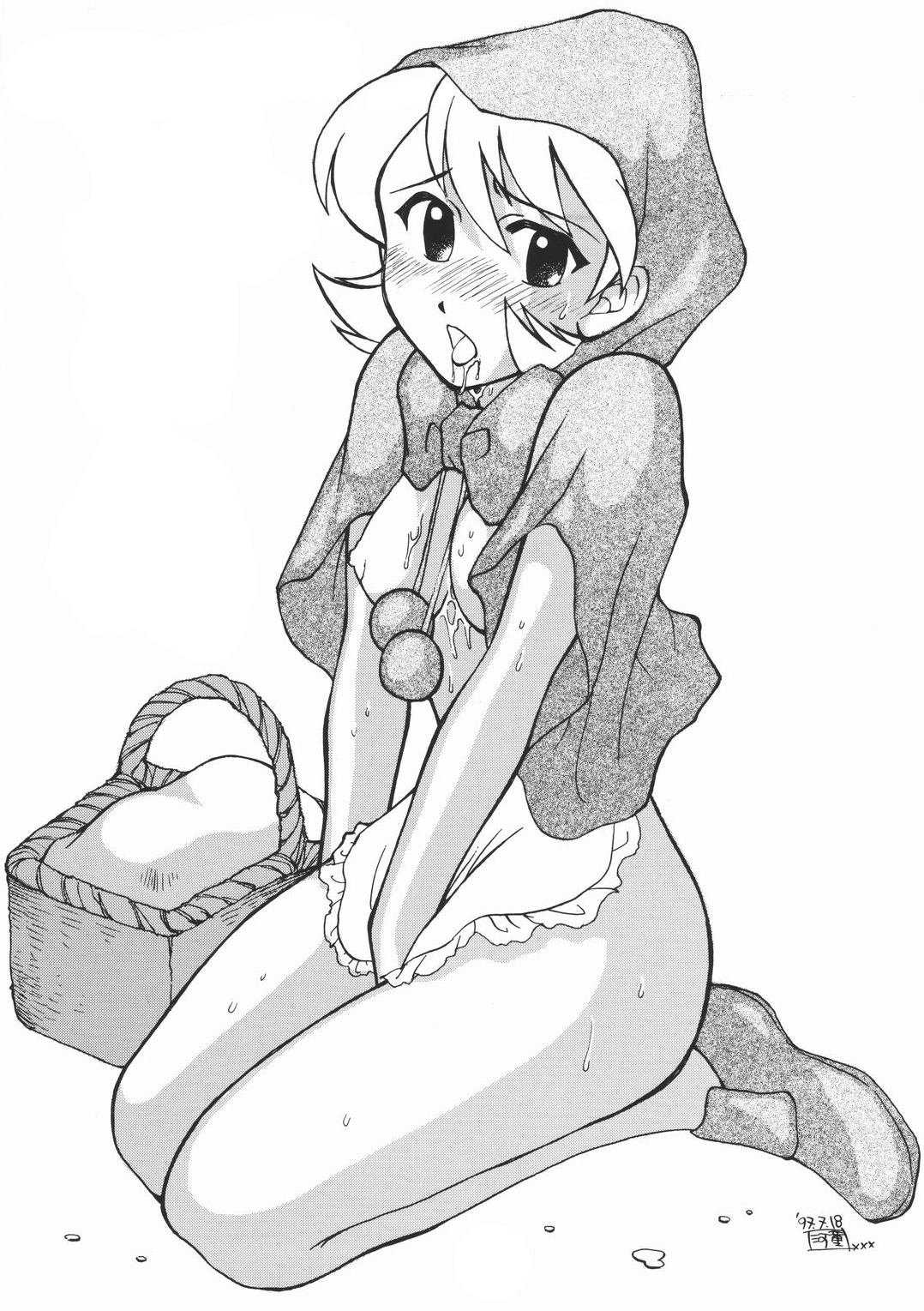 artist_request baby_bonnie_hood bulleta darkstalkers female female_only flat_chest human monochrome rule34 sitting solo tagme