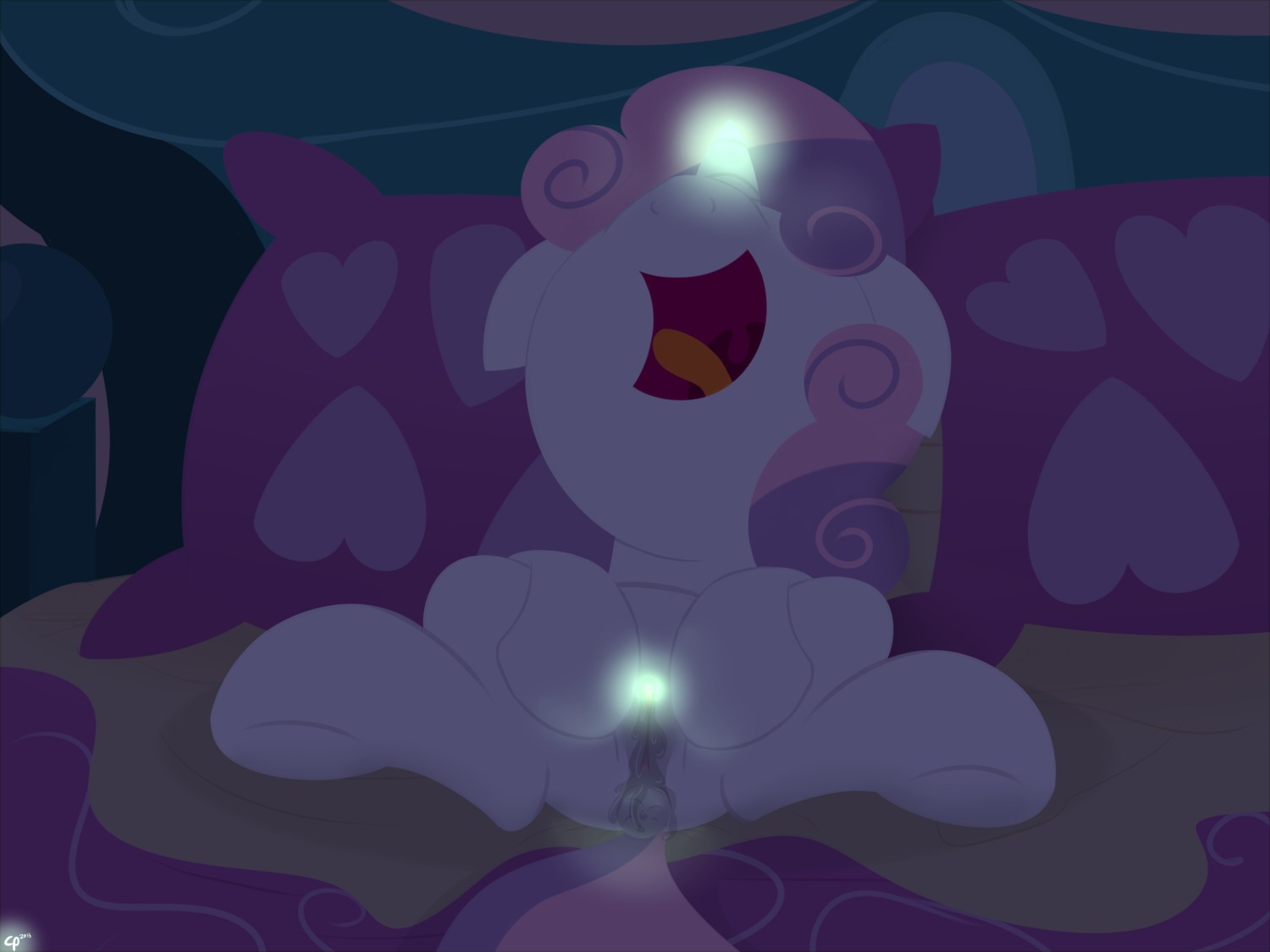 2013 4:3 absurd_res anus bed bodily_fluids clitoris dtcx97 e621 equid equine female feral friendship_is_magic furniture genital_fluids genitals glowing hair hasbro hi_res horn lying magic mammal masturbation multicolored_hair my_little_pony mythological_creature mythological_equine mythology on_back open_mouth orgasm pillow pink_hair purple_hair solo spread_legs spreading sweetie_belle_(mlp) tail tongue two_tone_hair unicorn vaginal vaginal_fluids vaginal_masturbation vulva young young_feral
