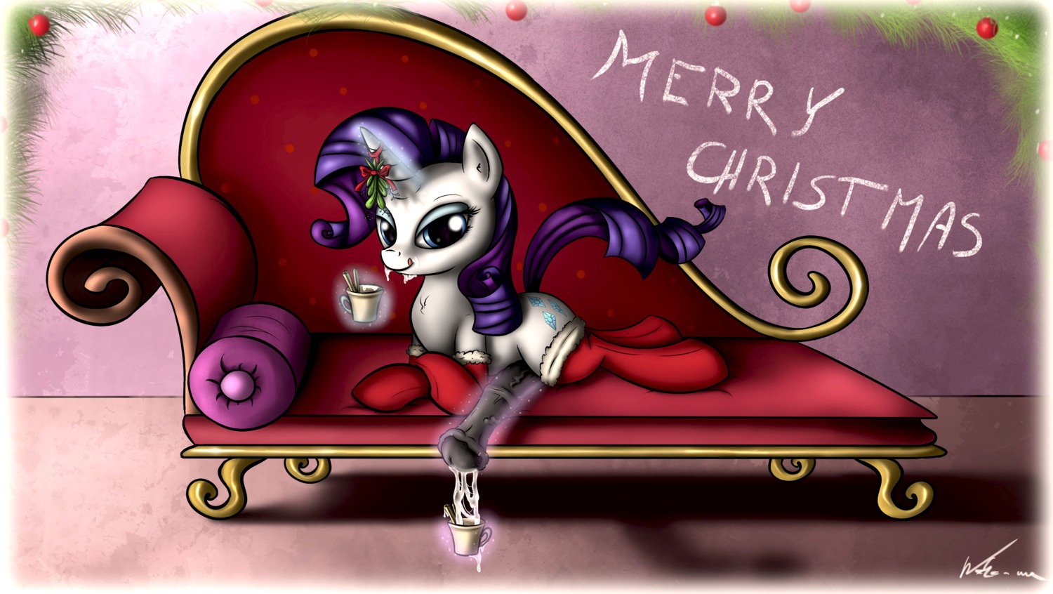2013 absurd_res animal_genitalia animal_penis blue_eyes bodily_fluids christmas container crossgender cum cup cutie_mark e621 english_text equid equine equine_genitalia equine_penis erection friendship_is_magic ftm_crossgender fur furniture genital_fluids genitals hair hasbro hi_res holidays horn male mammal my_little_pony mythological_creature mythological_equine mythology neko-me penis purple_hair rarity_(mlp) sofa solo text unicorn white_body white_fur