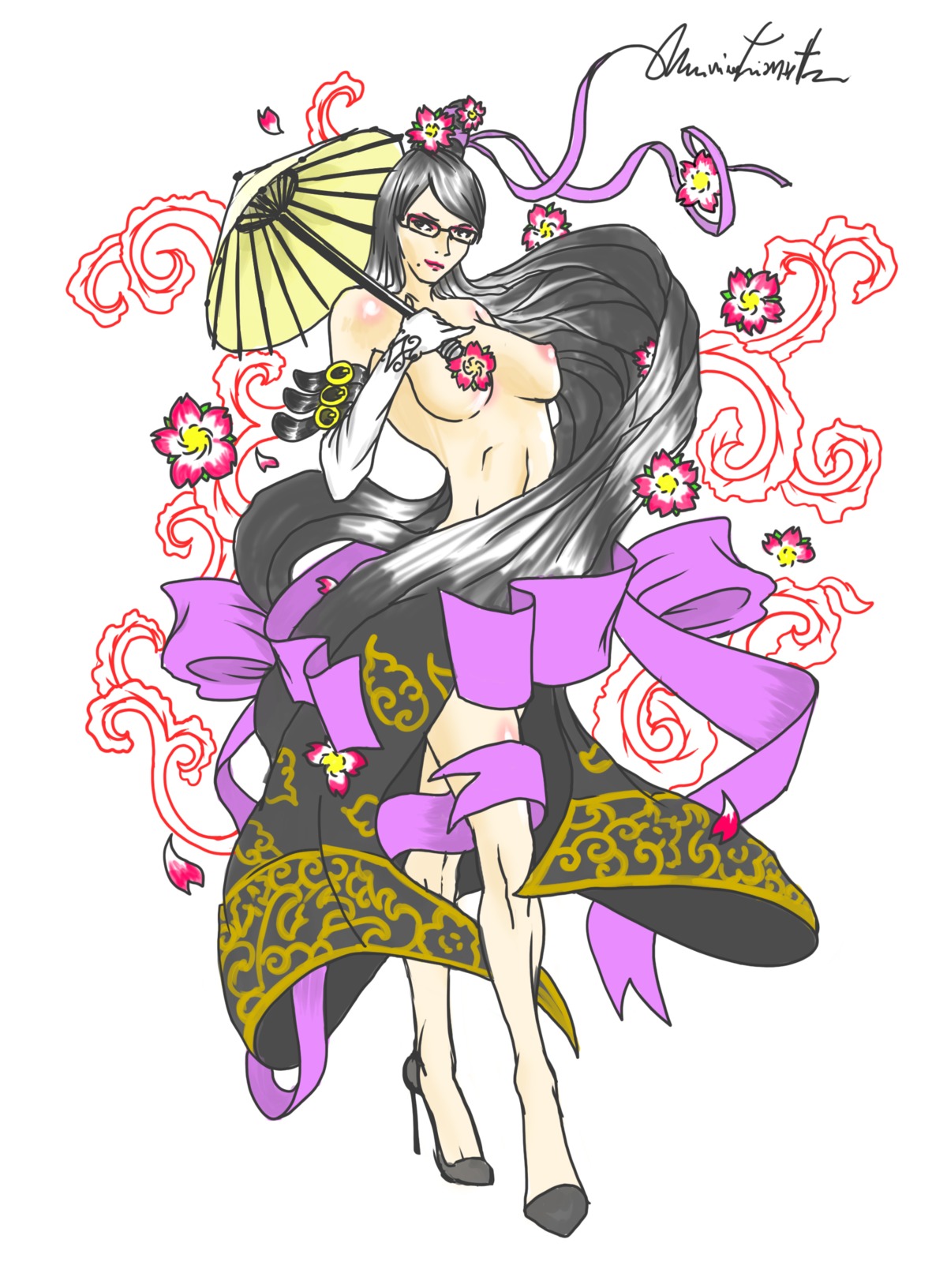 1girls bayonetta bayonetta_(character) female parasol rule34 sega tagme witch