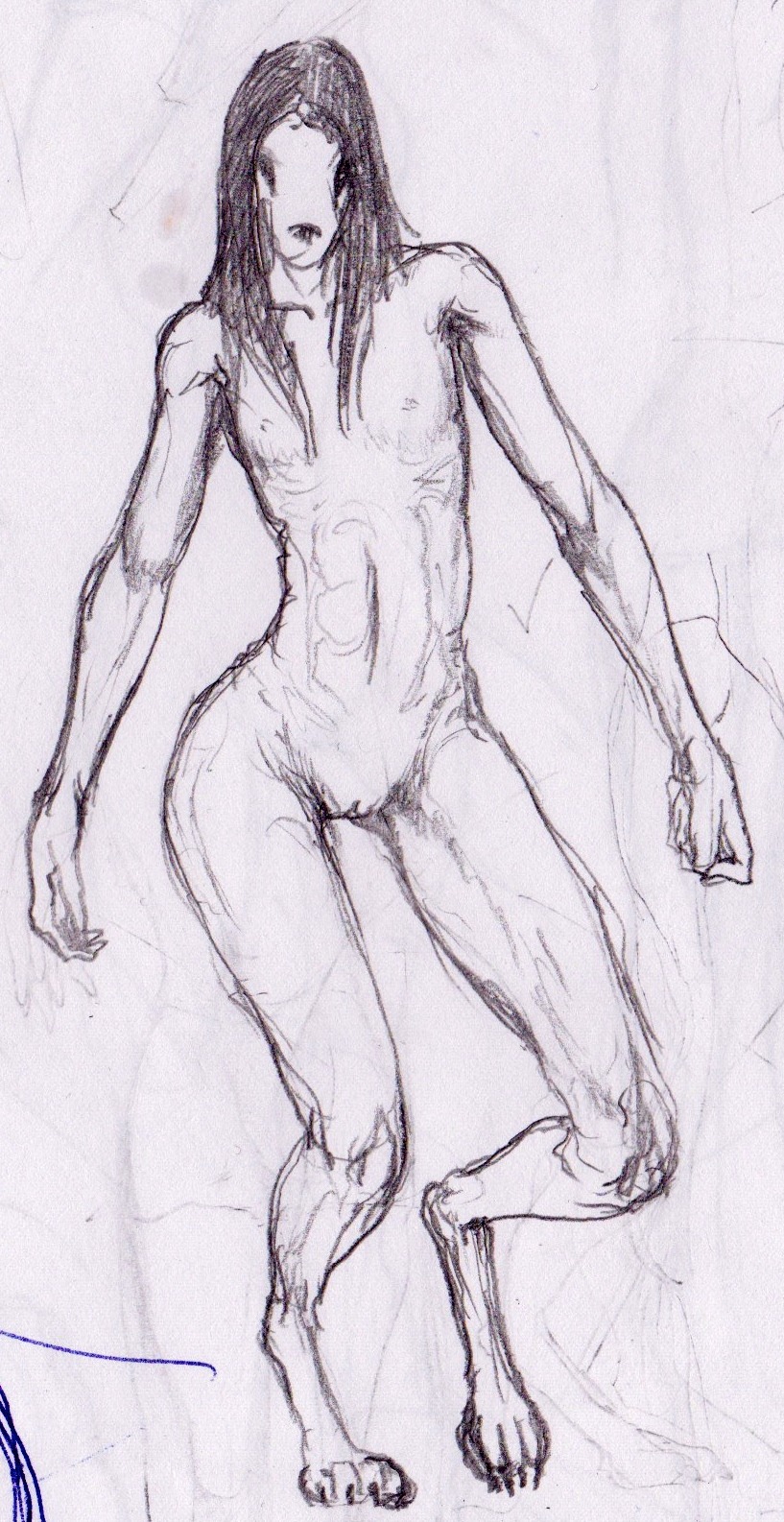 anthro asian_mythology barefoot biped black_hair breasts canid canine canis censor_removal_edit collarbone dalicris digitigrade domestic_dog e621 east_asian_mythology feet female flat_chested fur genitals ghost hair hi_res inugami japanese_mythology long_hair mammal mythology nipples nude paws sketch solo spirit standing takara_miyutsuki tall tall_female thigh_gap third-party_edit traditional_media_(artwork) vulva wide_hips yokai